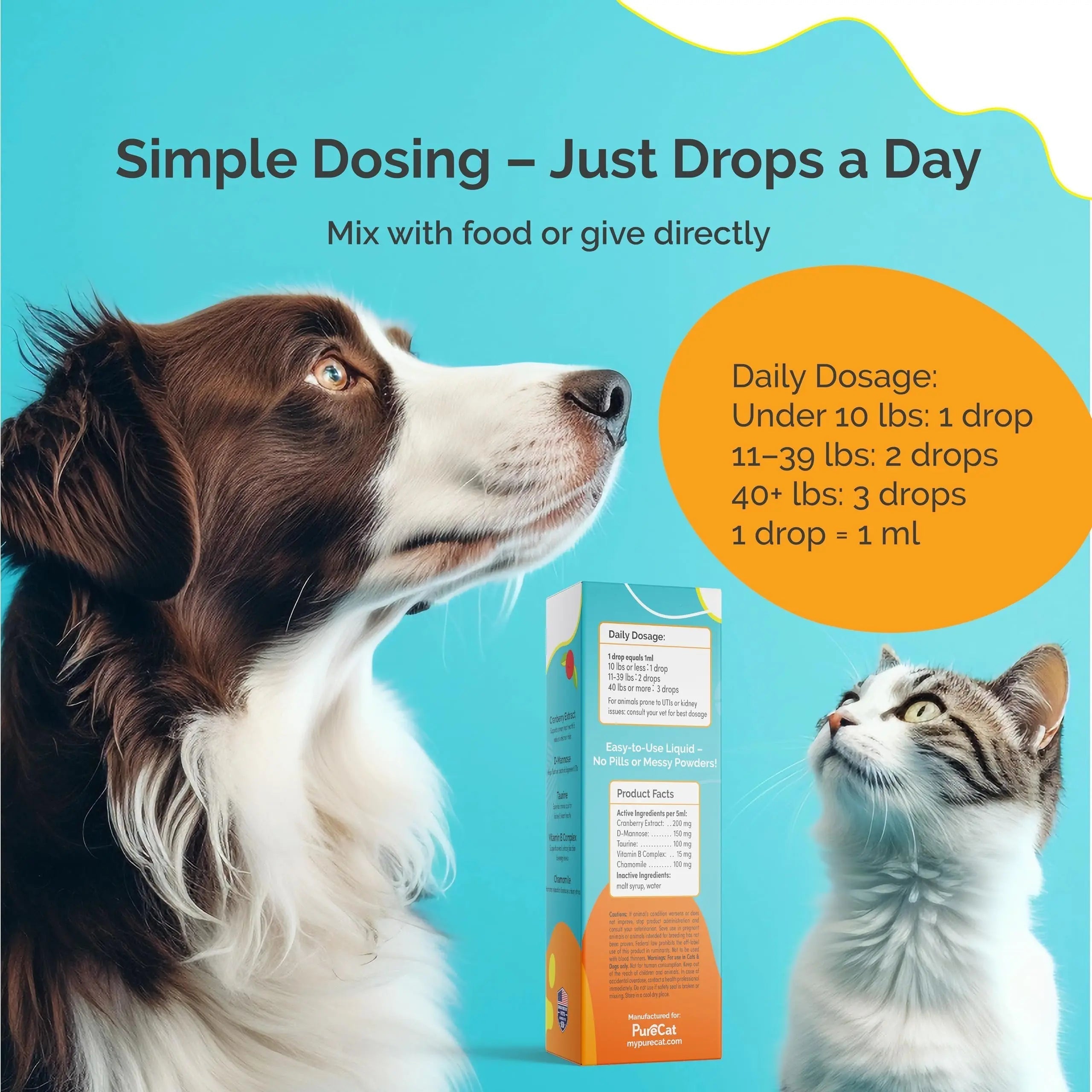 PureCat Urinary Tract Infection Care for Cat & Dog | Calming Urinary Tract & Kidney Support for Pets | Bladder Infection Treatment | UTI Drops | Veterinarian Recommended PureCat Au supplements