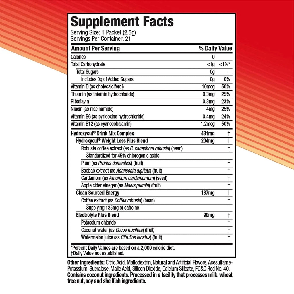 Hydroxycut Drink Mix | Energy Drink Powder | Wildberry Blast, 21 Packets, 2 Packs Hydroxycut Au supplements