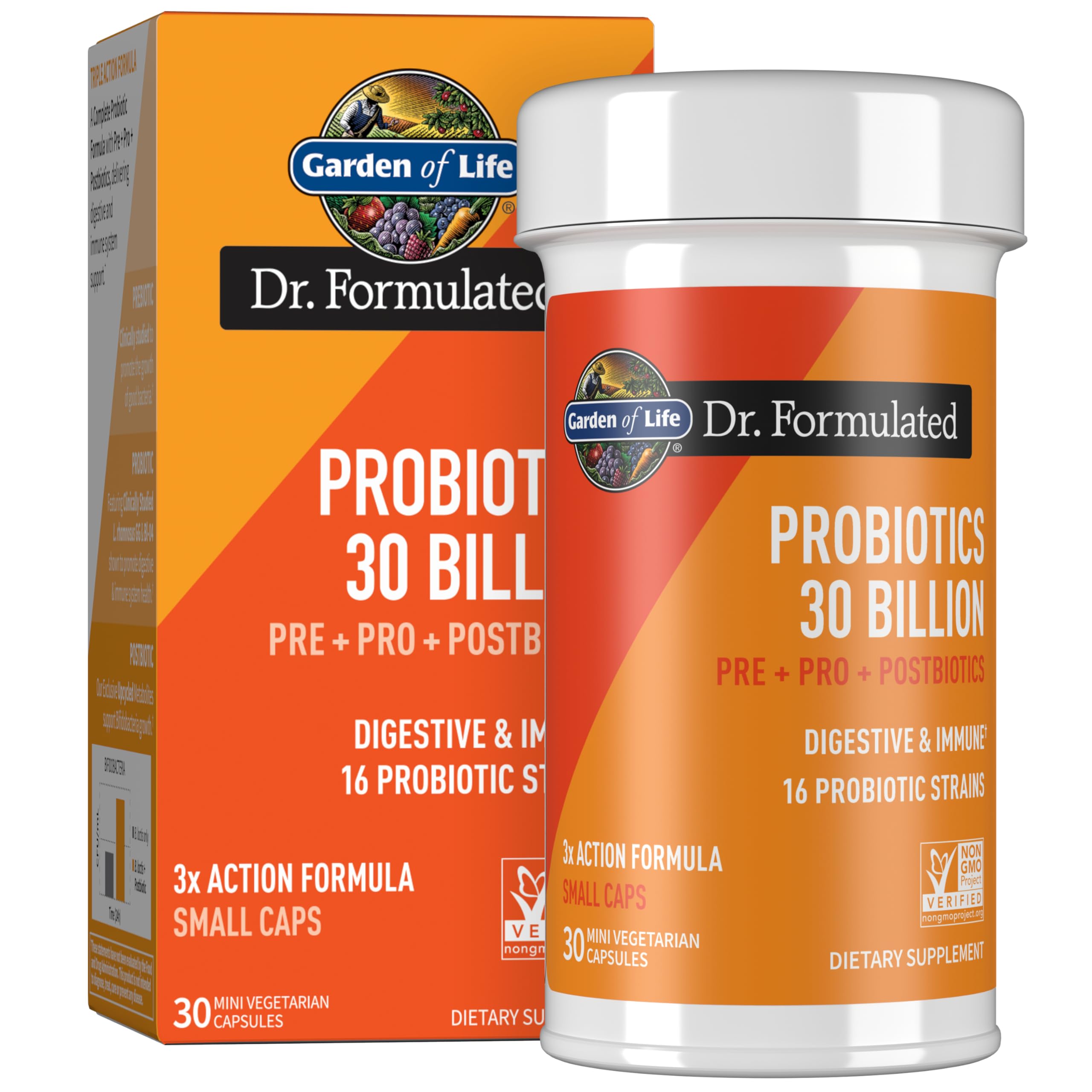 Garden of Life Dr Formulated Once Daily 3-in-1 Complete Probiotics, Prebiotics & Postbiotics - PRE + PRO + POSTBIOTIC Supplement for Adults’ Digestive