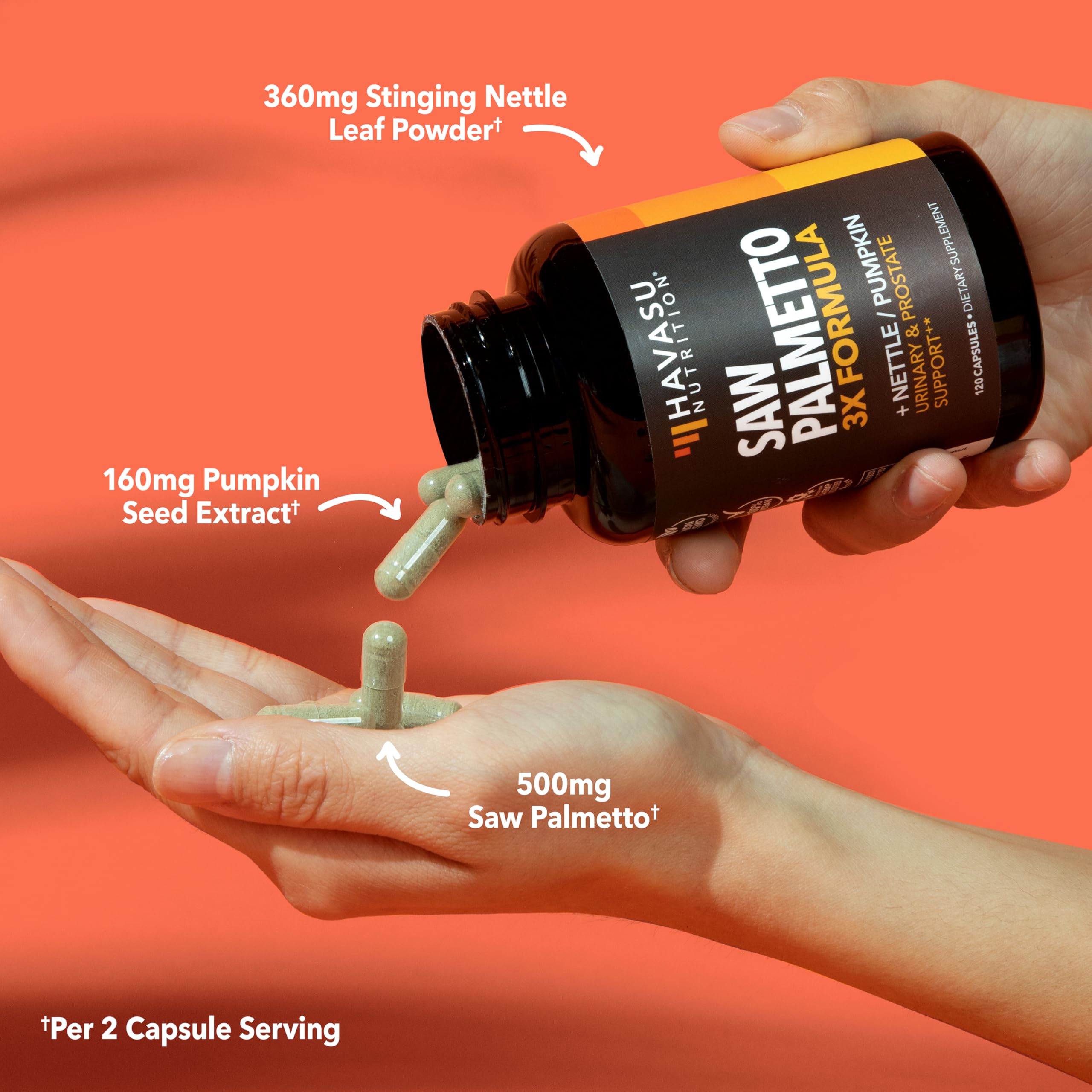 Saw Palmetto Supplement with Stinging Nettle and Pumpkin Seed Extract - Advanced 3X Formula - DHT Blocker Urinary Health and Prostate Support for Mens Health