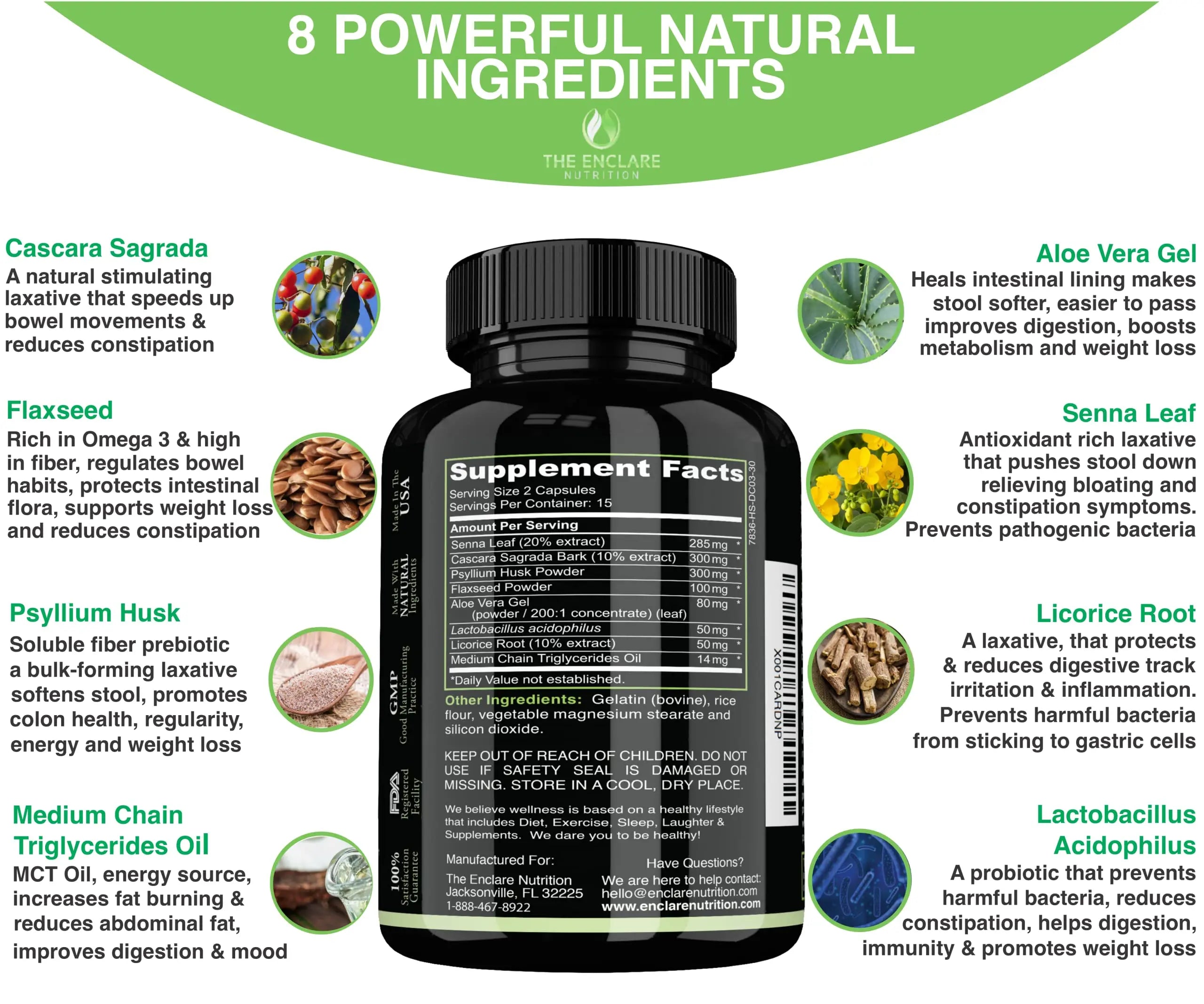 Colon Cleanse Fast-Acting Colon Cleanser Detox. Healthy Bowel Movement THE ENCLARE NUTRITION Au supplements