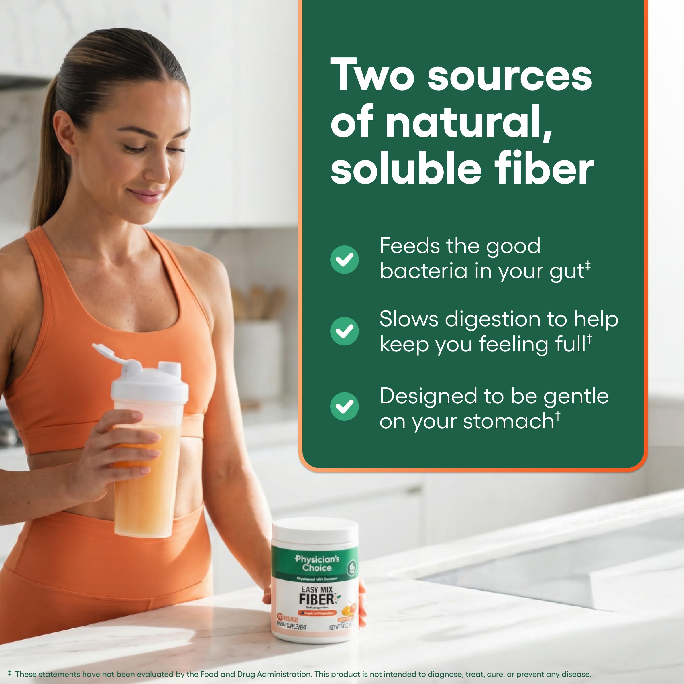 Physician's CHOICE Easy Mix Fiber for Digestive Health & Regularity - No Grit - Daily Prebiotic Soluble Fiber Powder Supplement