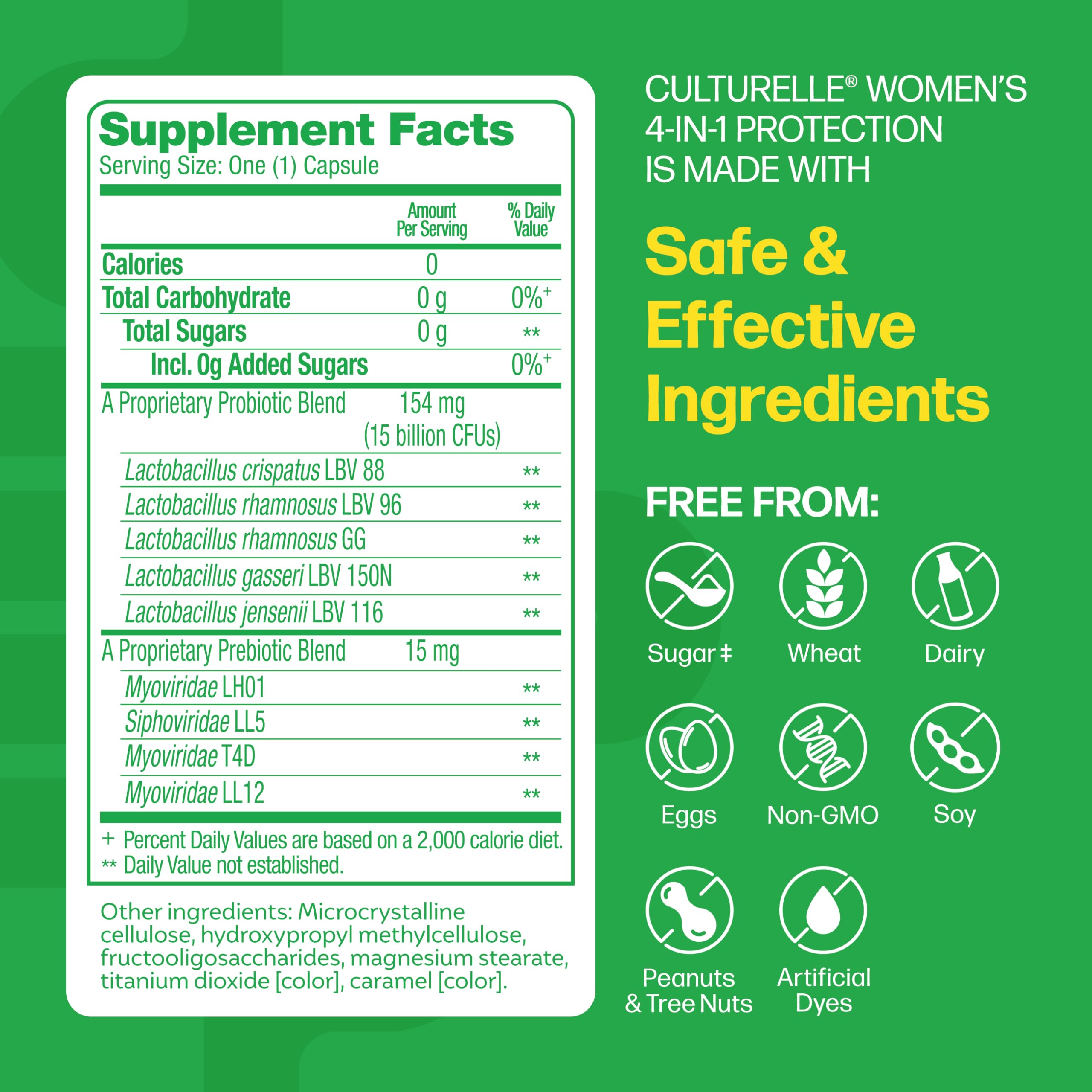 Culturelle 4-in-1 Probiotics for Women, Daily Probiotic & Prebiotic Supplement to Support Vaginal Health, Digestive Health, Immune Health