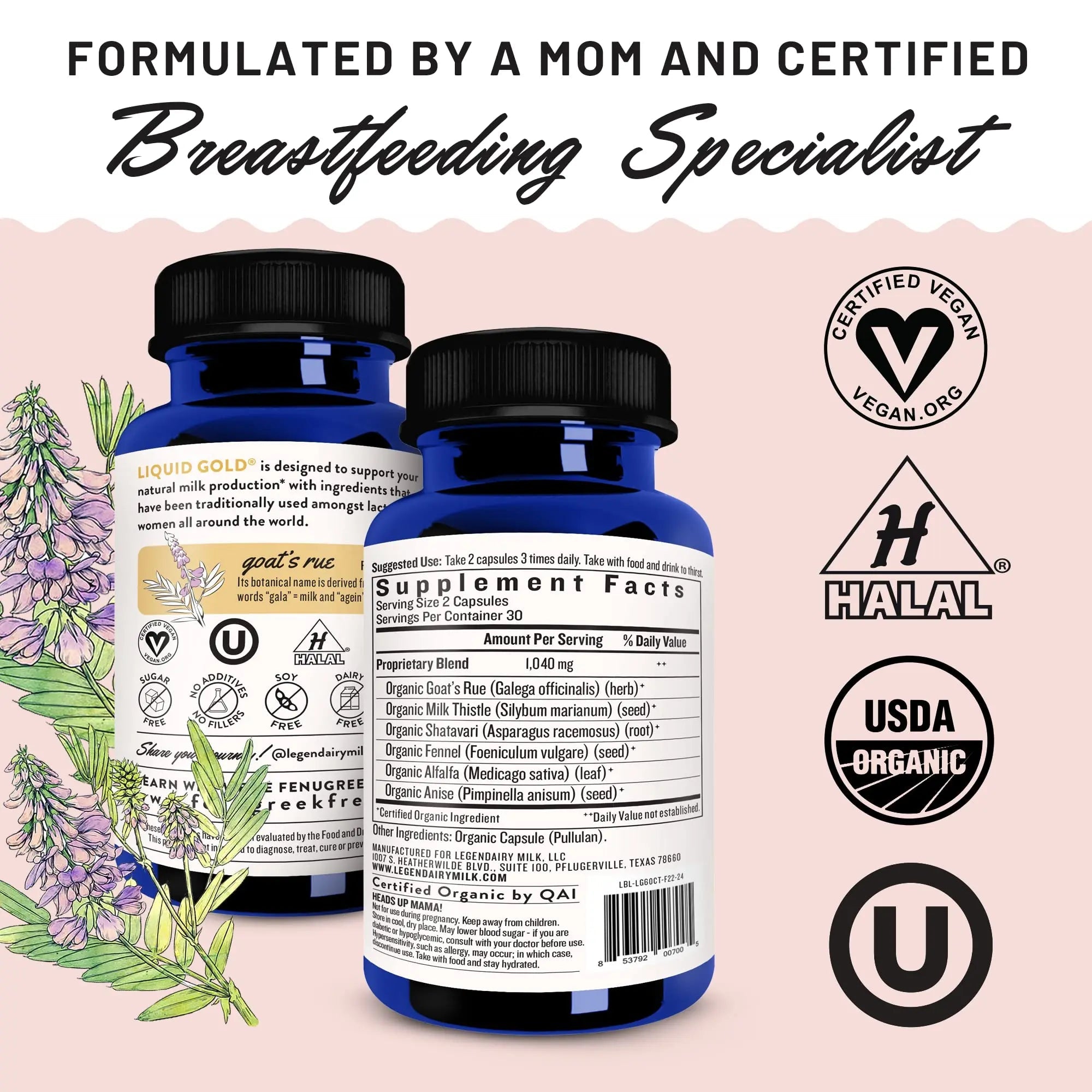Legendairy Milk Liquid Gold Lactation Supplement, Organic Goat's Rue Lactation Legendairy Milk Au supplements