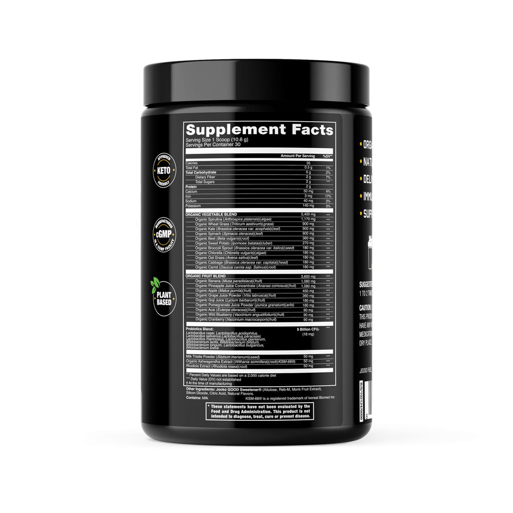 Jocko Fuel Daily Greens Powder - Premium Organic Greens Superfood Powder for Gut Health, Digestion, Bloating, Immune Support with Spirulina, Chlorella,