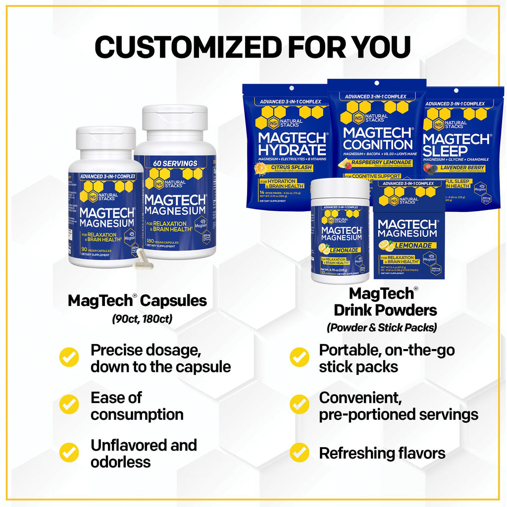 NATURAL STACKS Creatine Monohydrate & Magtech Hydrate Bundle - 2500mg Creatine + 200mg Elemental Magnesium Per Serving - Supports Hydration, Brain Health & Endurance - 44 Total Servings NATURAL STACKS Au supplements