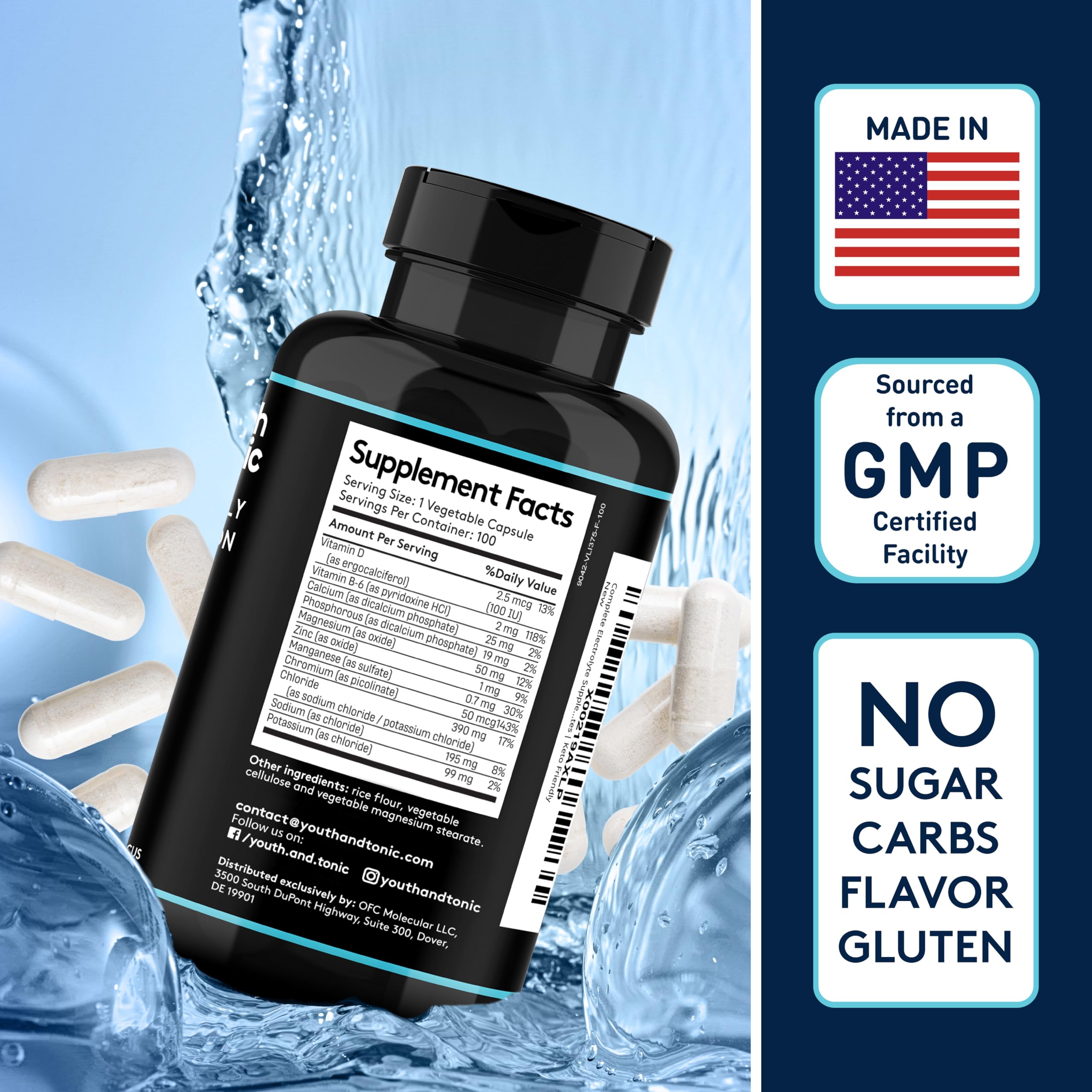 Complete Electrolyte Supplement Pills High Absorption | Cmax Potassium Chloride Magnesium Sodium Calcium Zinc | Boost Endurance Muscle Recovery Mental Focus | Salt Electrolytes Tablets | Keto Friendly Youth & Tonic Au supplements
