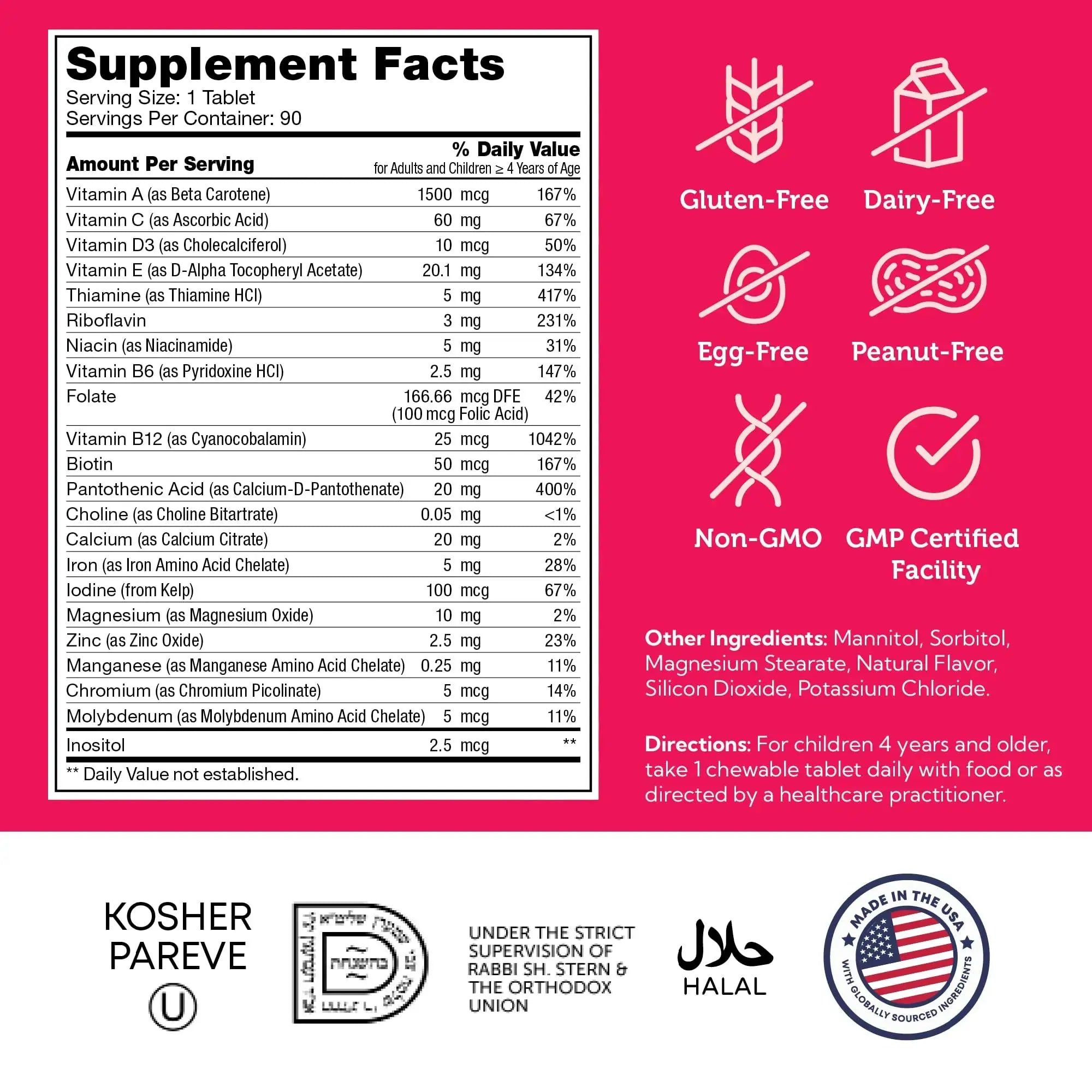 Zahler Kids Multivitamin Chewable Vitamin Tablet - Complete One Daily Vitamins Supplement - Contains 20+ Minerals Zahler Au supplements