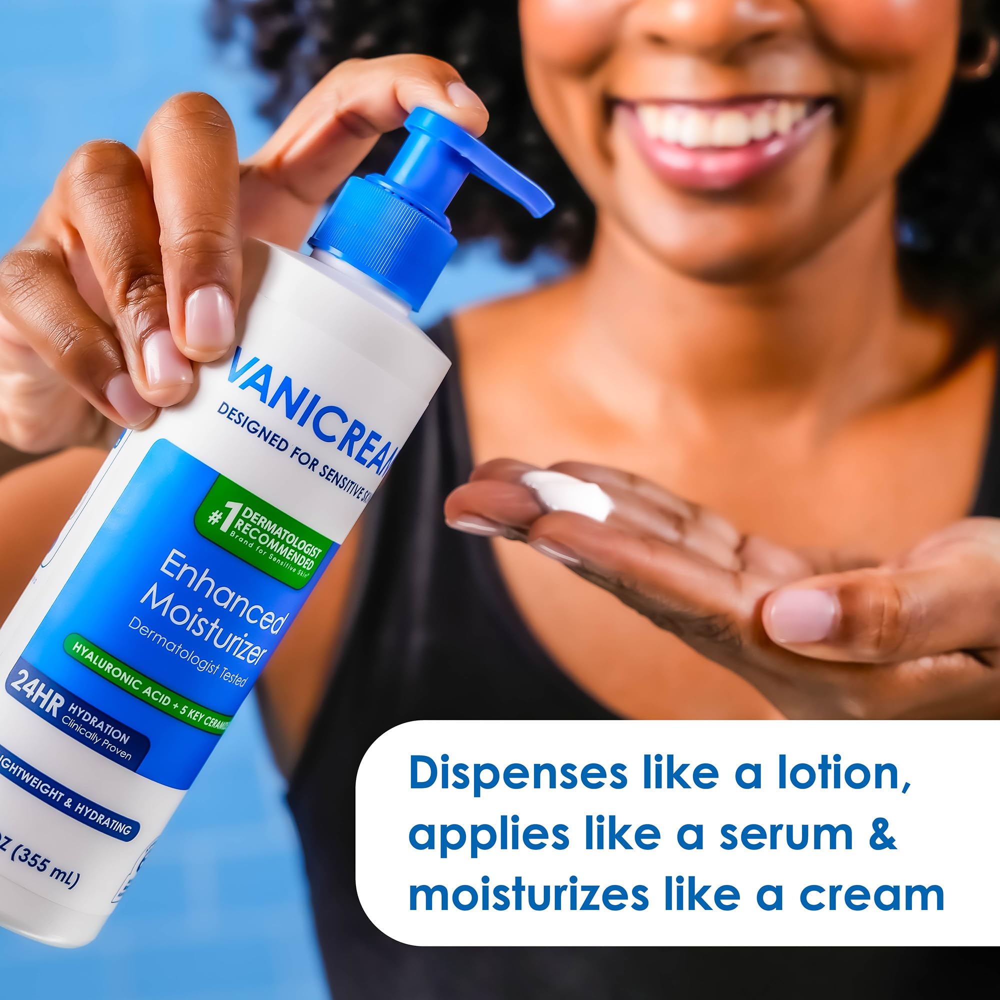 Vanicream Enhanced Moisturizer, 12 fl oz, Formulated without Common Irritants, Body Moisturizer, All-Day Hydration with Hyaluronic Acid