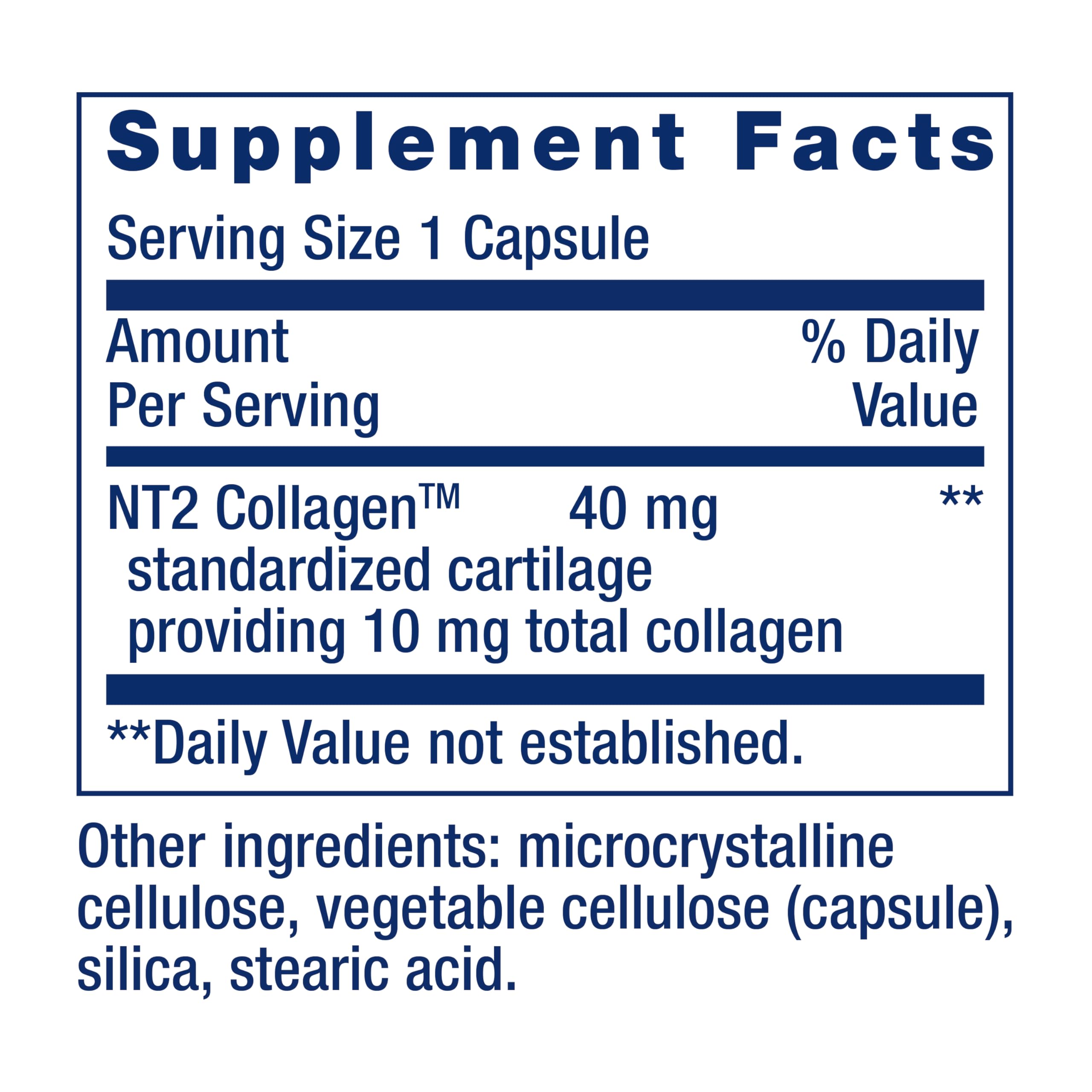 Life Extension NT2 Collagen™, Joint Health Supplement for Joint Comfort & Mobility, Gluten-Free, Non-GMO, 1 Daily, 60 Small Capsules Life Extension Au supplements