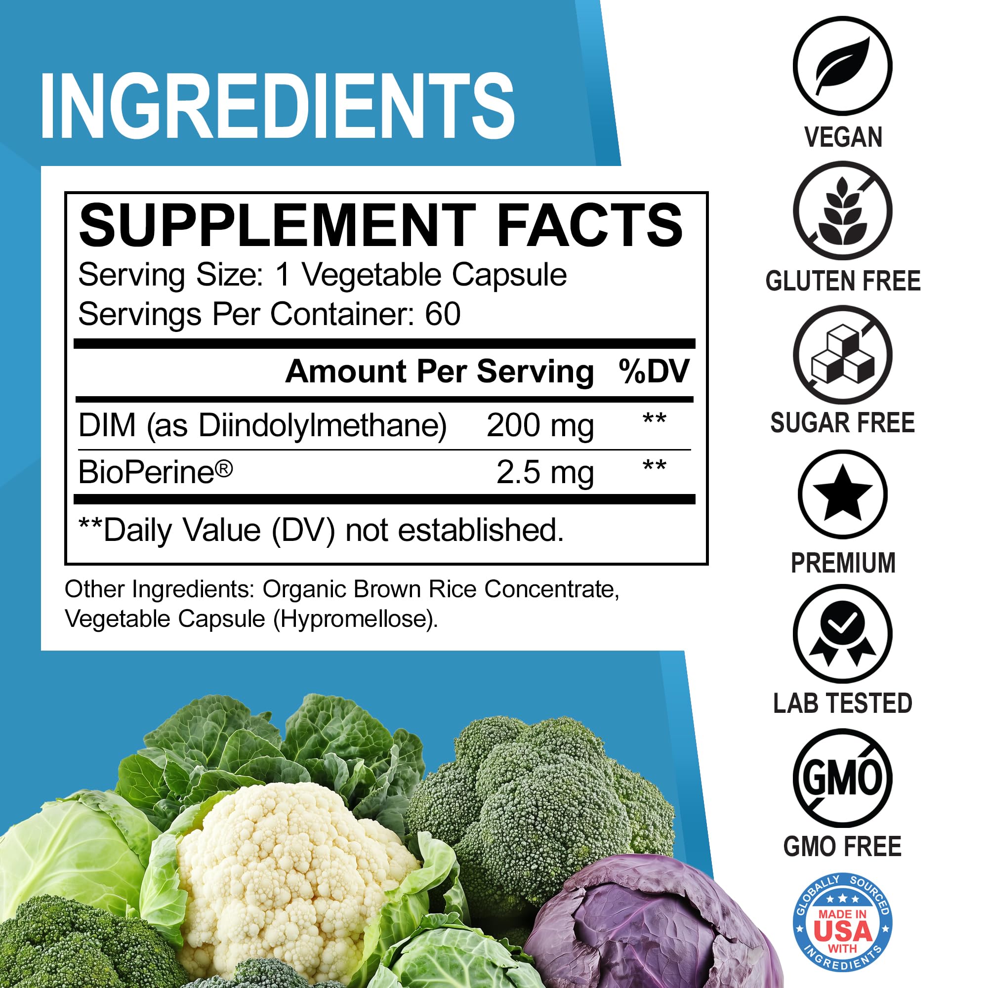 DIM Supplement for Women & Men 200mg - Androgen Estrogen Blocker for Men & Women, Hormonal Acne Pills, Hormone Balance, Menopause Support, Diindolylmethane DIM Supplement Plus BioPerine - 60 Capsules DR. BO Au supplements