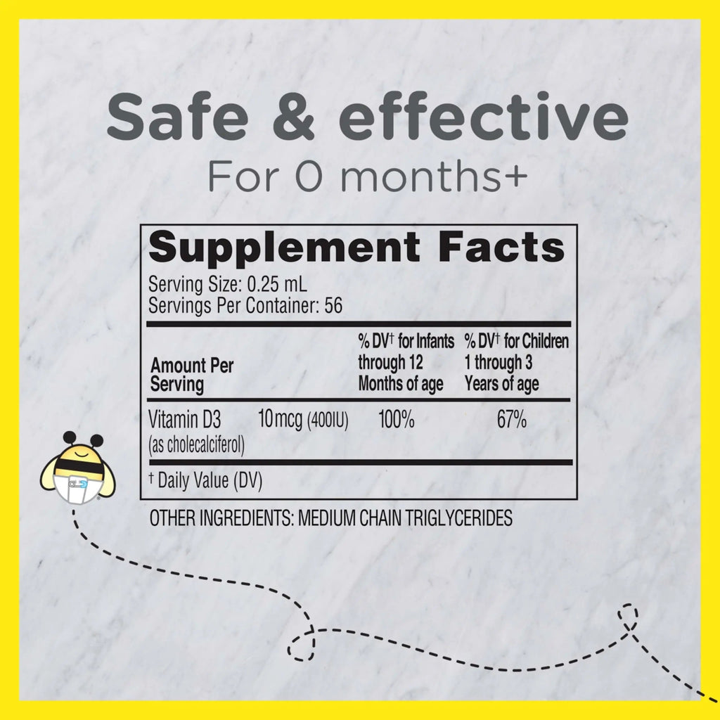 Zarbee's Vitamin D Drops for Infants, 400IU (10mcg) Baby & Toddler Liquid Supplement, Newborn & Up, Dropper Syringe Included, 0.47 Fl Oz Zarbee's Au supplements