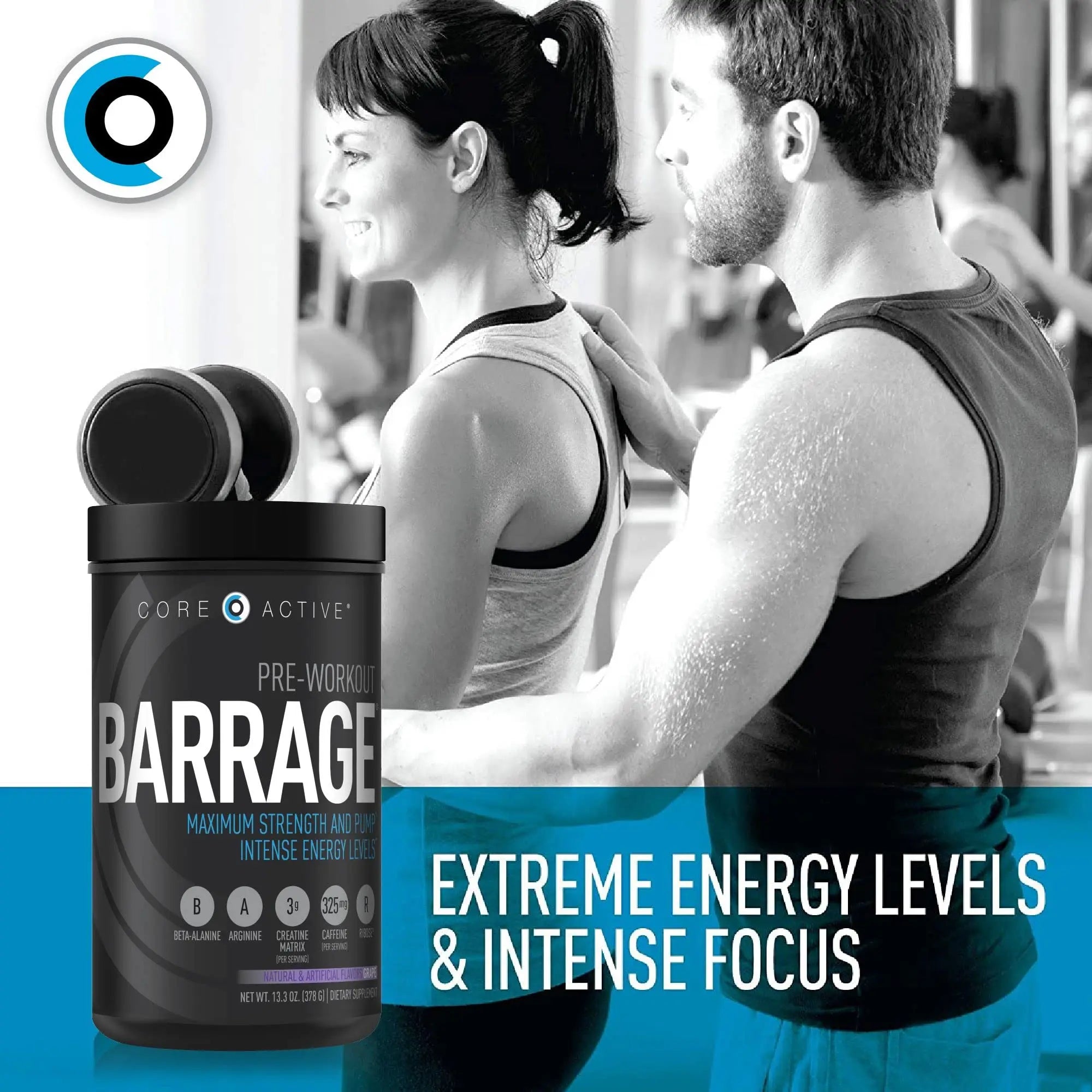 (CORE)ACTIVE Barrage Pre Workout Powder - Preworkout for Women & Men, Creatine (CORE)ACTIVE Au supplements