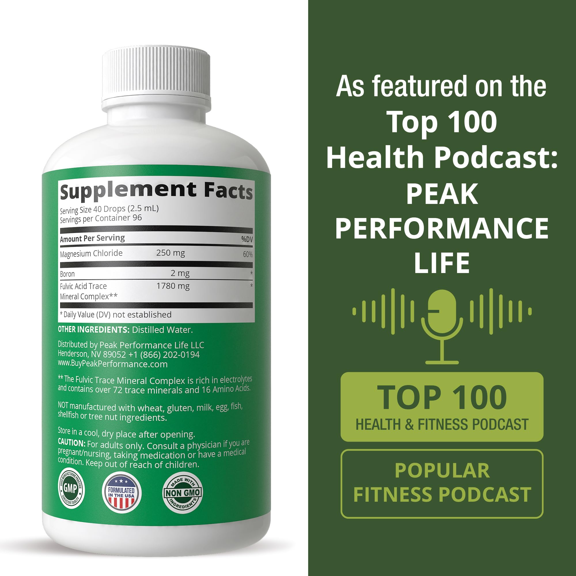 Ultra High Purity Trace Minerals Liquid Drops for Water. Ionic Plant Based Fulvic Trace Mineral Drop Supplement + Magnesium. Replenishes Natural Minerals, Electrolytes + Optimal pH Levels