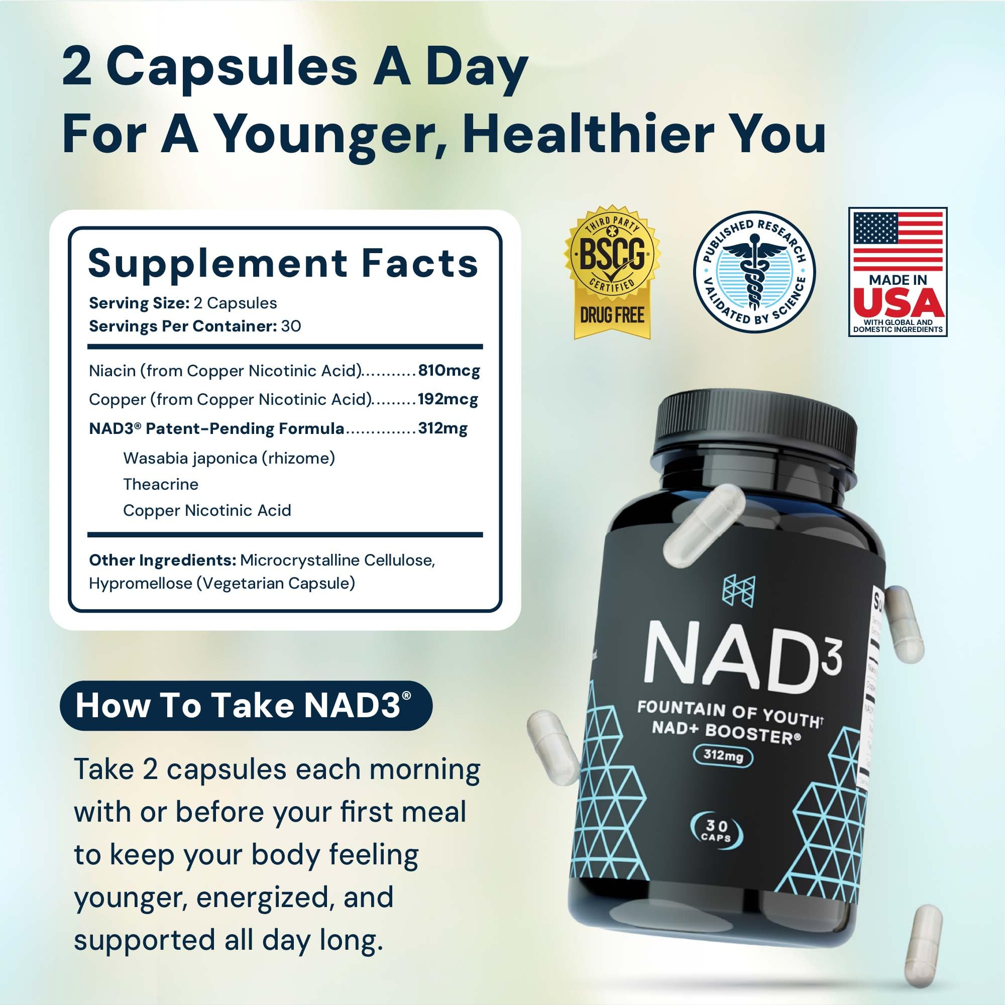 HPN NAD+ Booster – Nicotinamide Riboside Alternative (NAD3) for Men & Women | Anti Aging NRF2 Activator, 312 mg per Serving – Natural Energy Supplement for Longevity & Cellular Health, 30 Veggie Pills HPN Au supplements