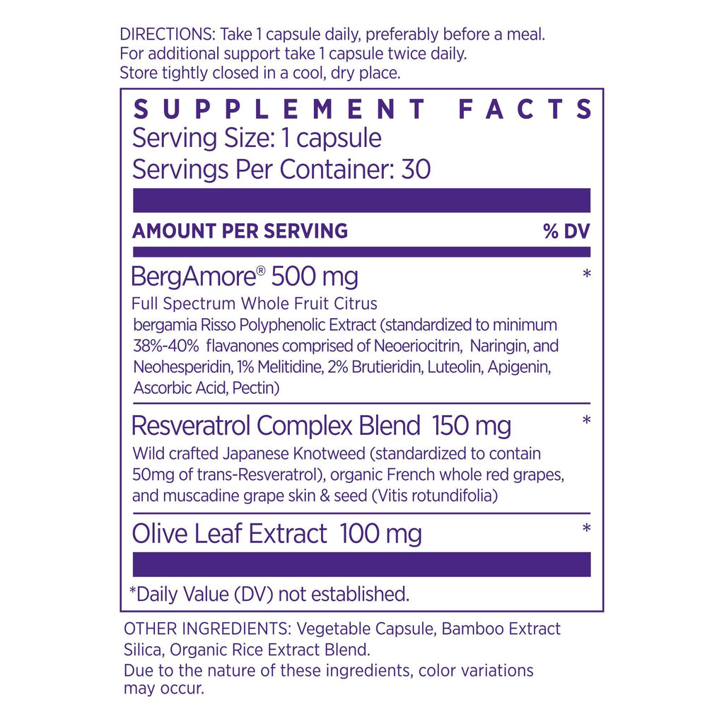 NAOMI Italian Citrus Bergamot 500mg + Resveratrol, Award-Winning Cardiologist Dvlpd, Supports Normal Cholesterol & Healthy Cellular Function, 7 Key Polyphenols