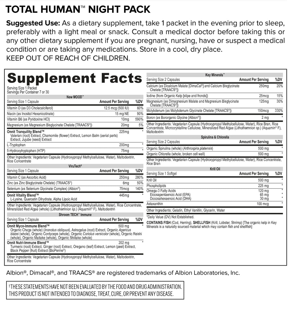 ONNIT Total Human Day and Night Vitamin Packs, 7-Day Supply Capsule ONNIT Au supplements