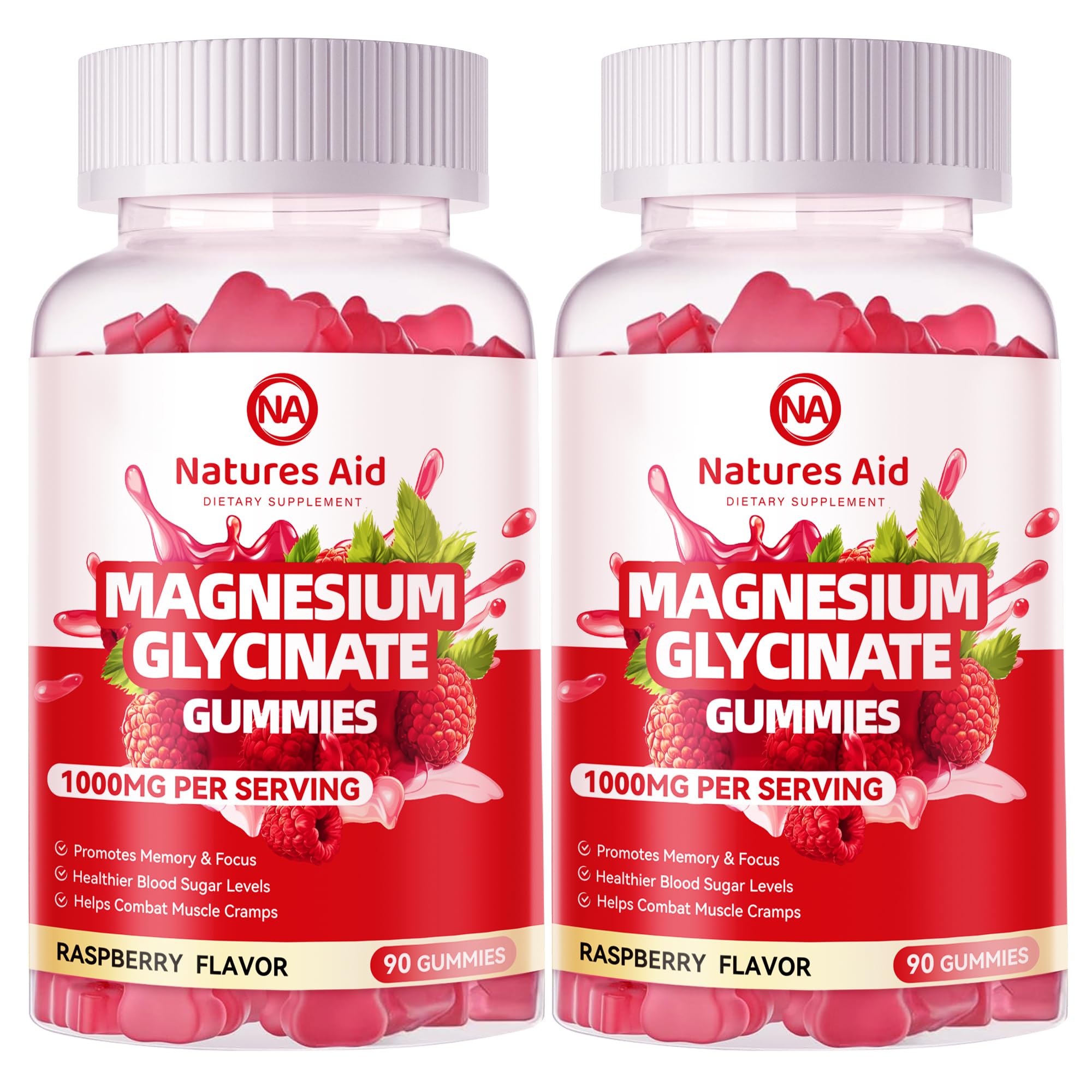 Natures Aid Magnesium Glycinate Gummies 1000mg - Sugar Free Magnesium Potassium Supplement with Vitamin D, B6, CoQ10 for Calm Mood