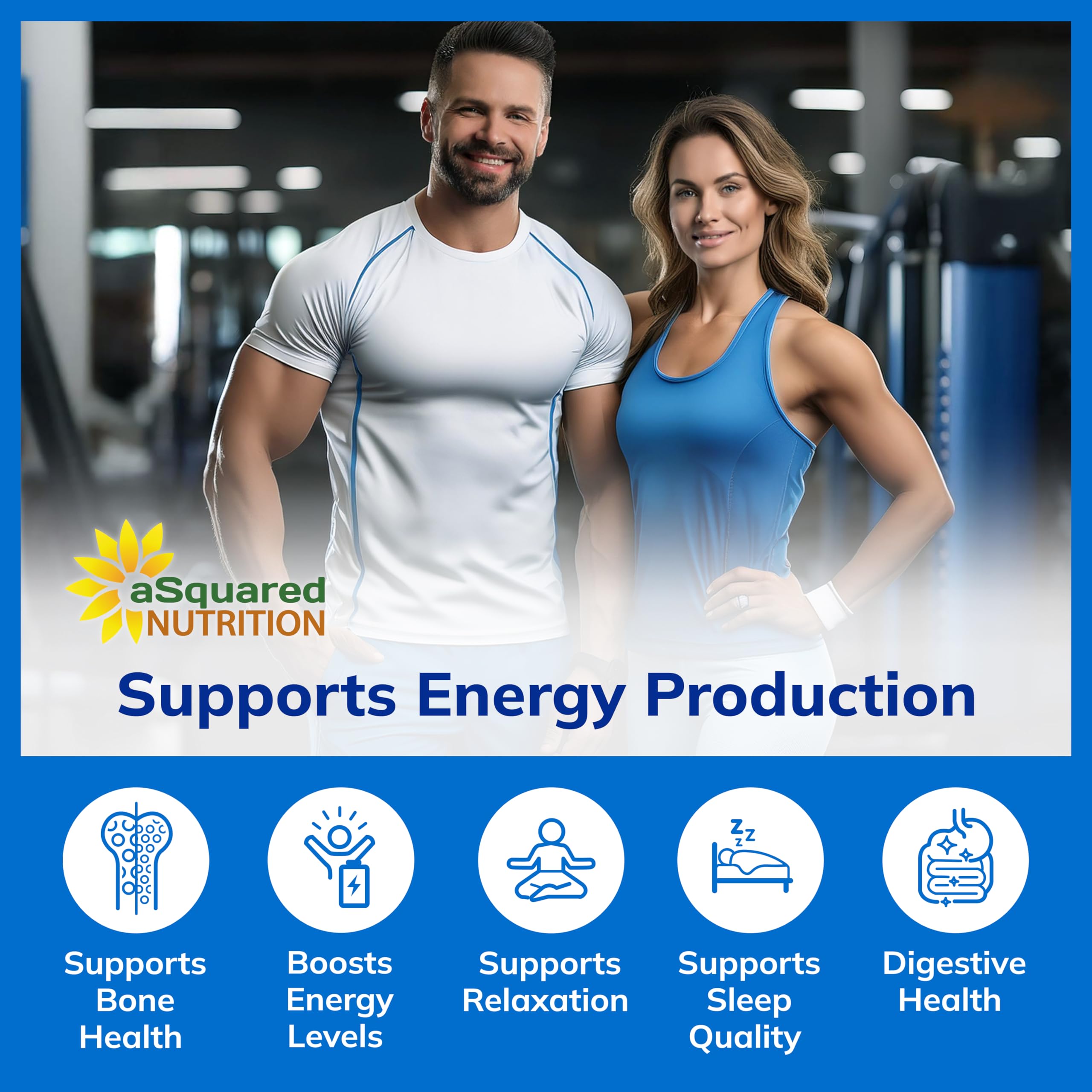 aSquared Nutrition Magnesium Glycinate 400mg - 180 Tablets - Max Strength Magnesium Bisglycinate Supplement -Maximum Bioavailability & Absorption-Non-GMO