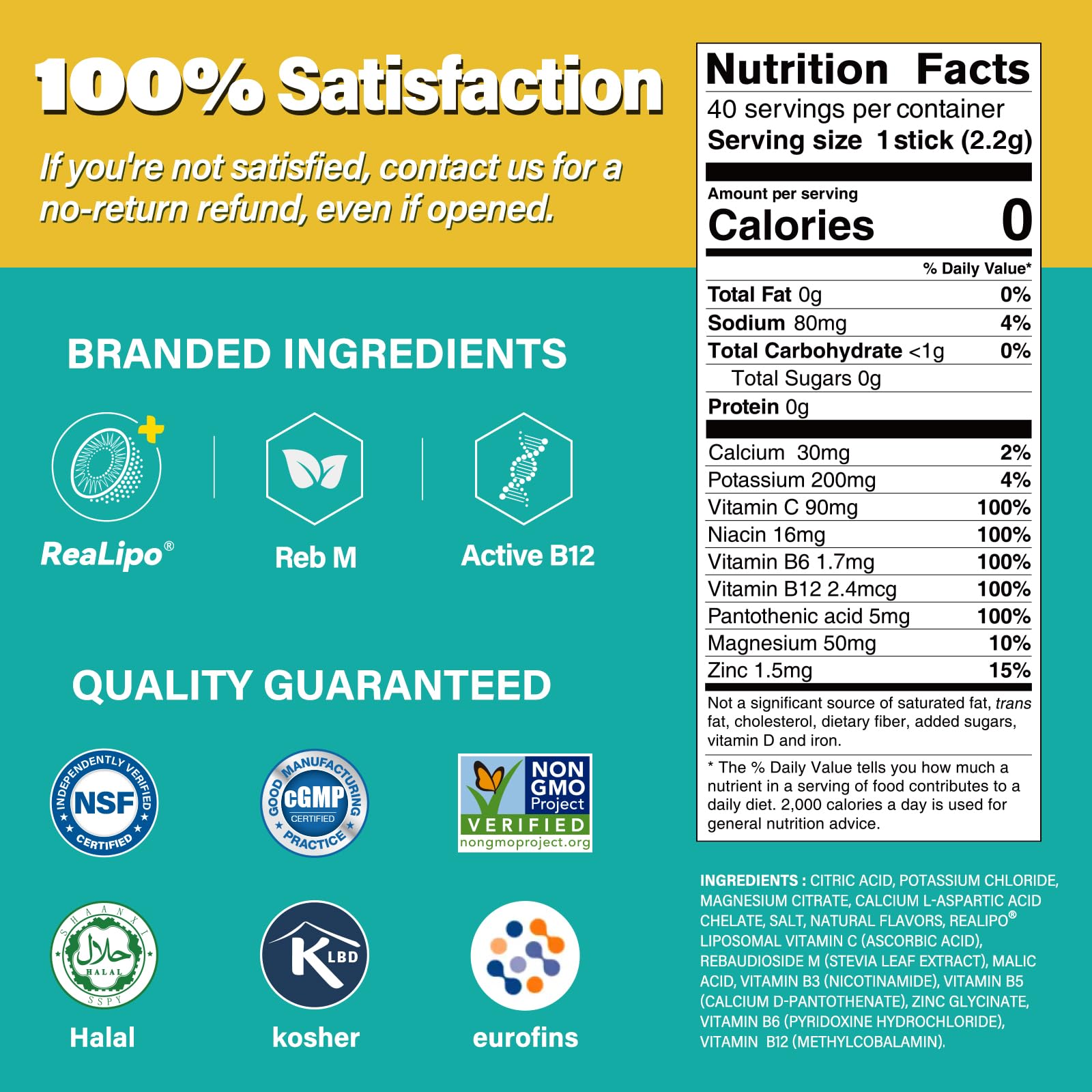 ZestLytes 40 Sticks Low Sodium Sugar Free & 0 Calorie Electrolyte Hydration Packets, Lightly Sweet Electrolyte Powder Drink Mix, Liquid Daily IV Flavors | Lemon Orange Peach Grapefruit