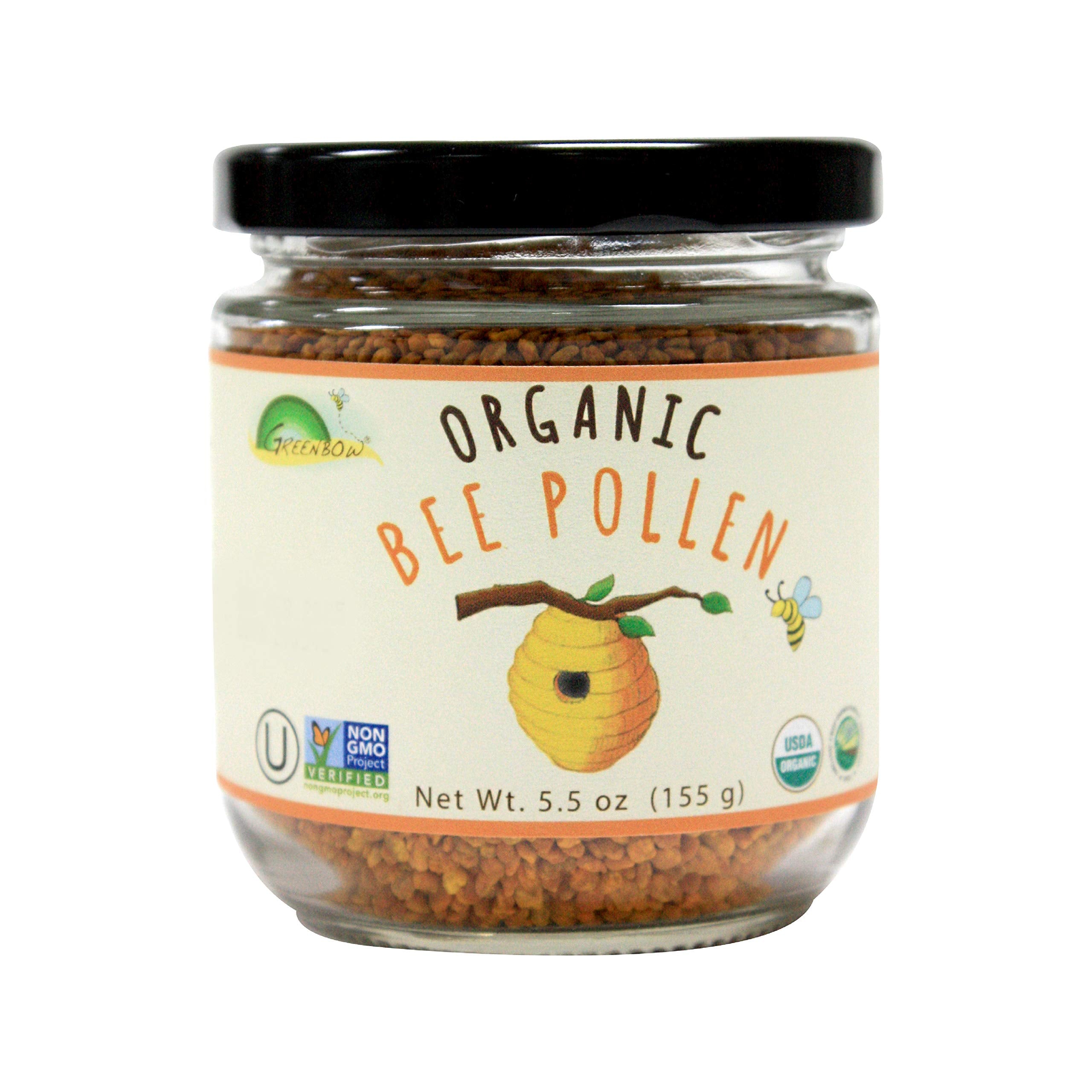 Greenbow Organic Bee Pollen - 100% USDA Certified Organic, Non-GMO, Halal, Kosher Certified, Pure & Natural Bee Pollen - Superfood Packed with Proteins