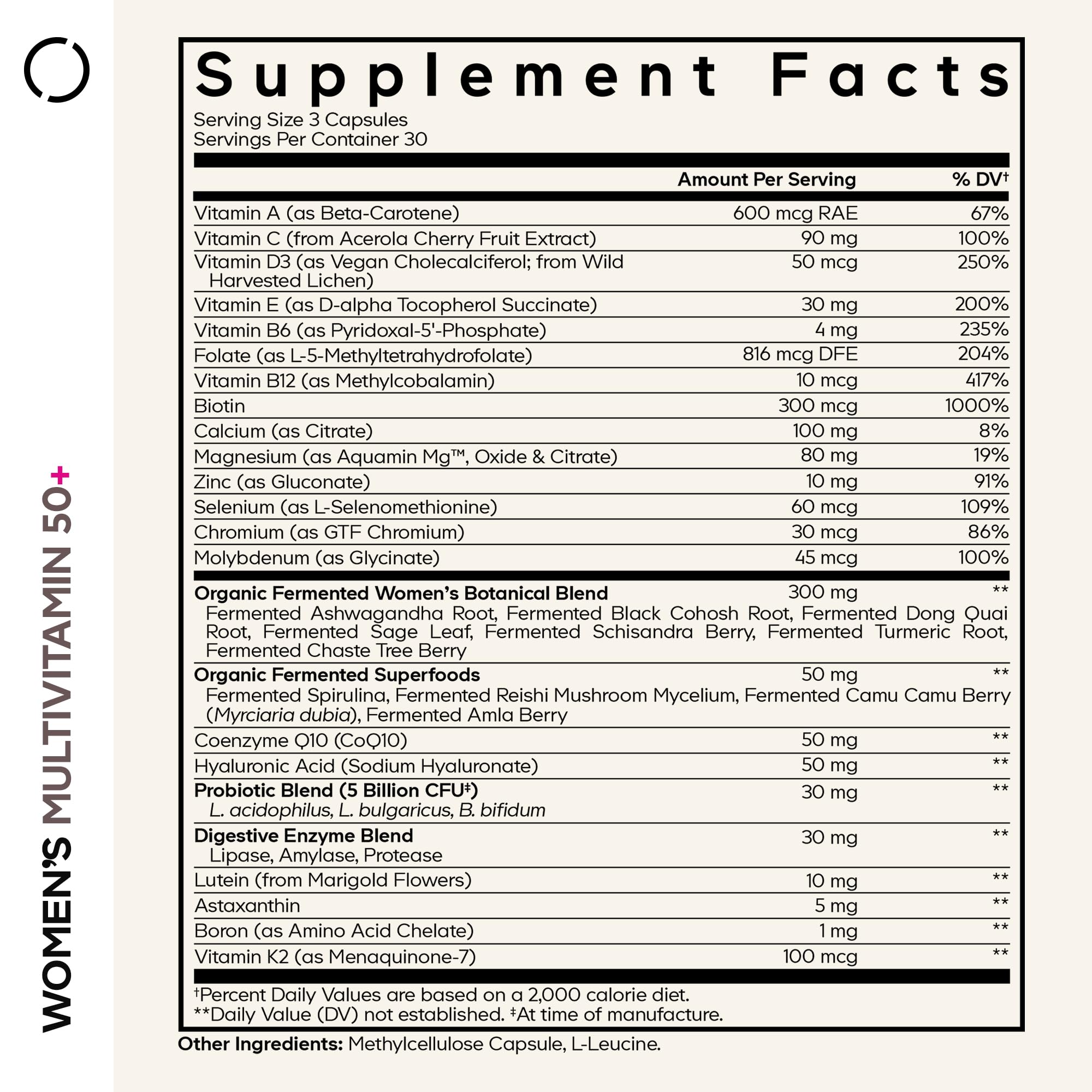 Codeage Women’s Multivitamin 50+ Supplement - Essential Vitamins for Women Over 50, Minerals, CoQ10, Hyaluronic Acid, Probiotics, Black Cohosh, Ashwagandha & Superfoods - Non-GMO - 90 Capsules Codeage Au supplements
