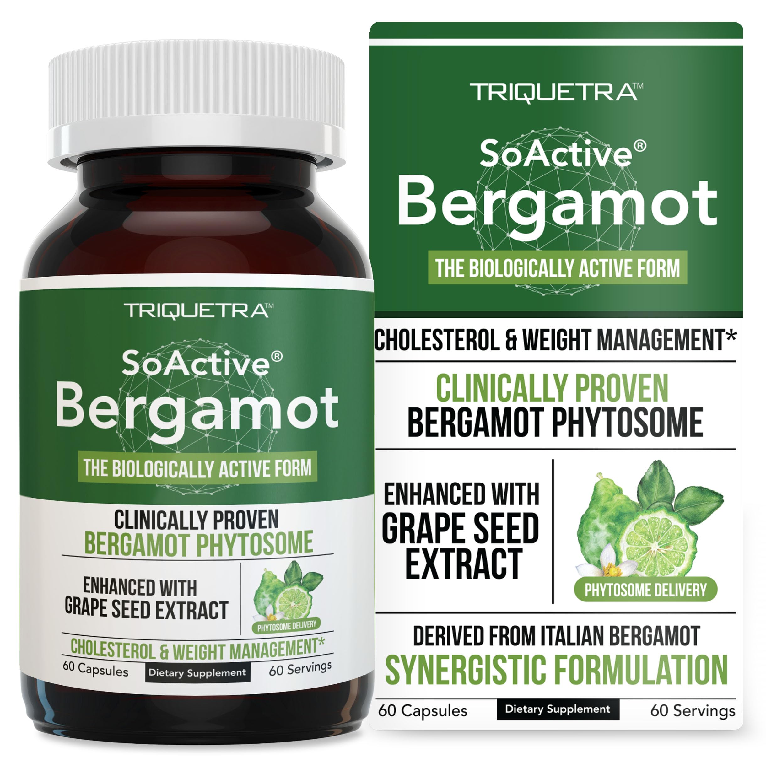 SoActive Bergamot: 2.5X More Effective, Italian Citrus Bergamot Phytosome - Clinically Validated | Enhanced with Grape Seed Extract