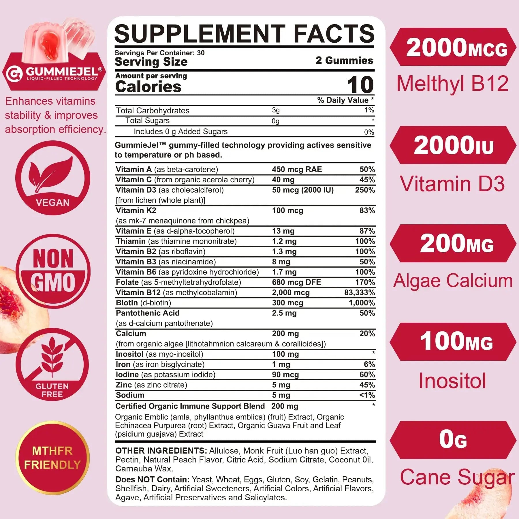 Methylated Multivitamin for Women Gummies, Calcium, D3 K2, Methylfolate & B12, Inositol, Daily Vitamin A, C, E, B Complex, Biotin, Iron Nextdia Au supplements