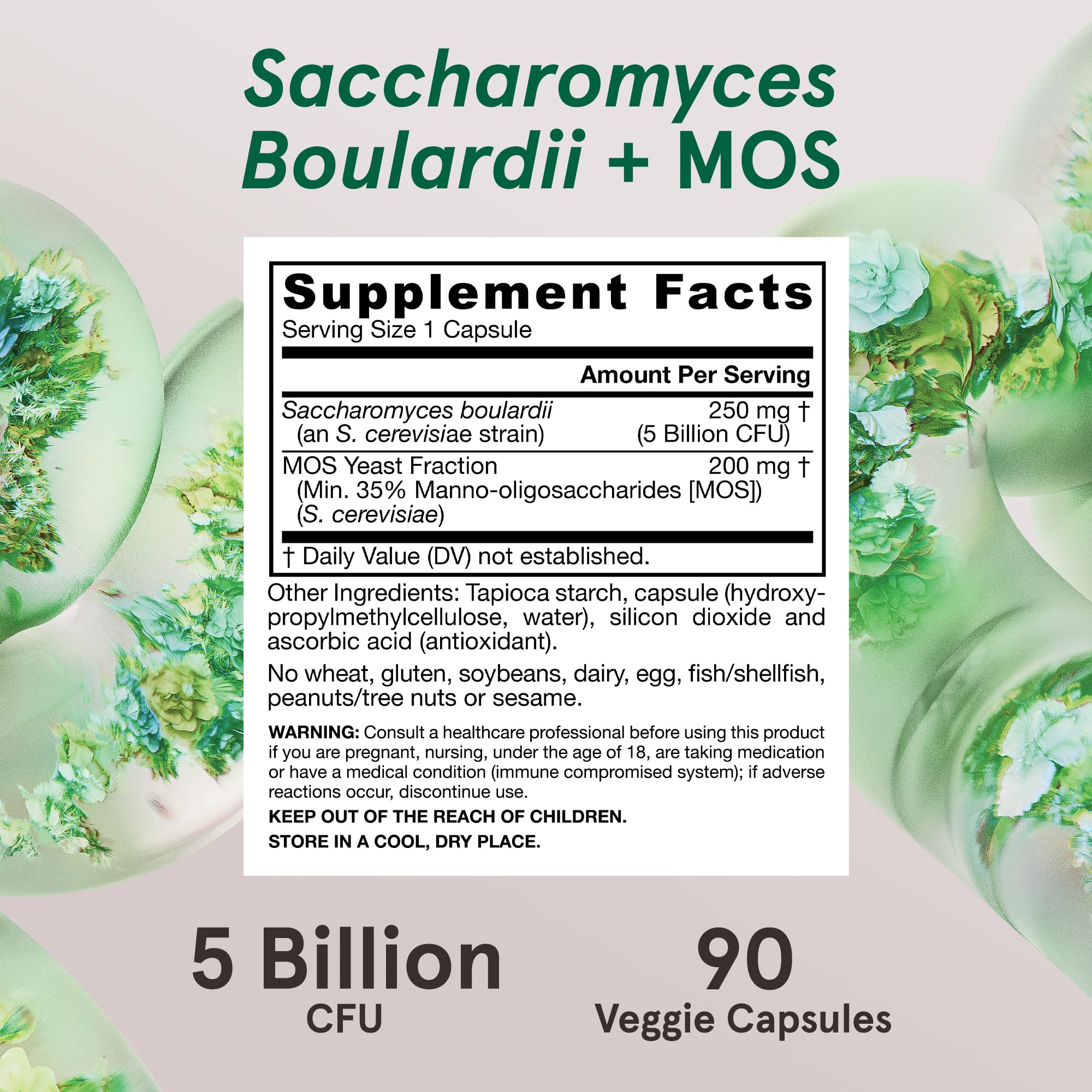 Jarrow Formulas Saccharomyces Boulardii + MOS Probiotics for Digestive Health and Intestinal Tract Support - 5 Billion CFU Per Serving - 90 Delayed Release Caps