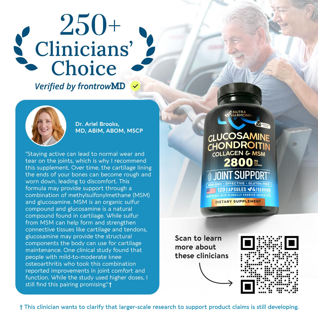 Glucosamine Chondroitin MSM Collagen | HSA | Joint Support Supplement 2800 mg | Made in USA | FSA Approved Product Items | Flexibility Nutritional Vitamins