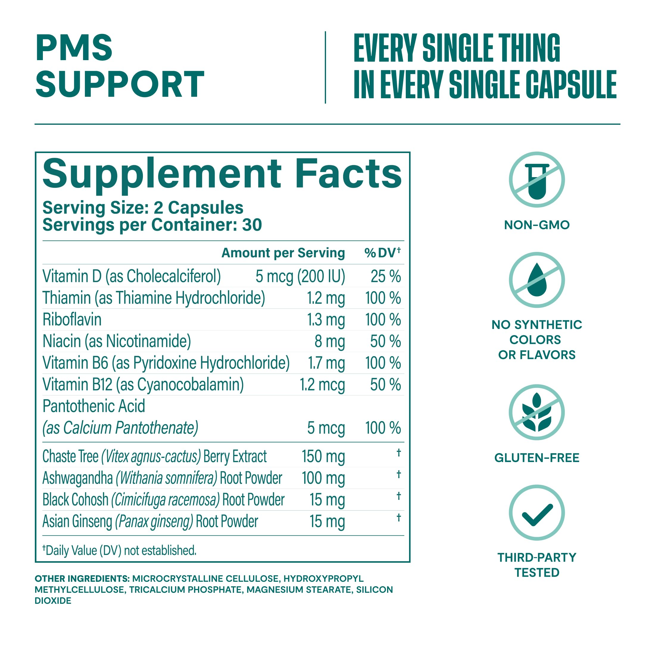 Habit PMS Support Supplement for Women (60 Capsules) - Supports Premenstrual Symptoms & Stress, Hormone Balance, Mood, B Vitamins, Vitamin D, Chasteberry, Ashwagandha, Gluten-Free, Non-GMO (1 Pack) H' Habit Au supplements
