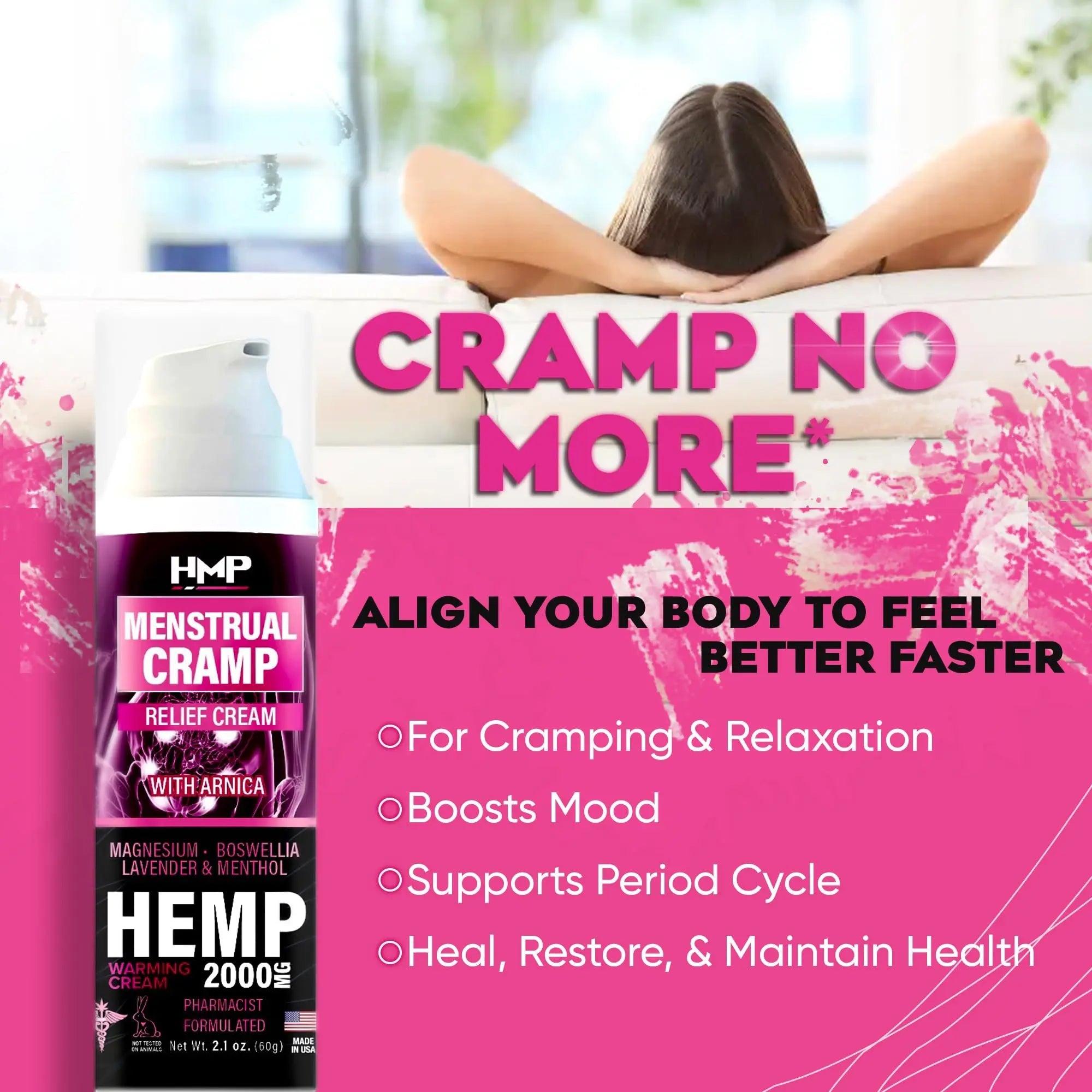 HMP BRANDS Menstrual Cramp Hemp Cream Supports Period Cramps Including Pre - Menstrual Cramp HMP BRANDS Au supplements
