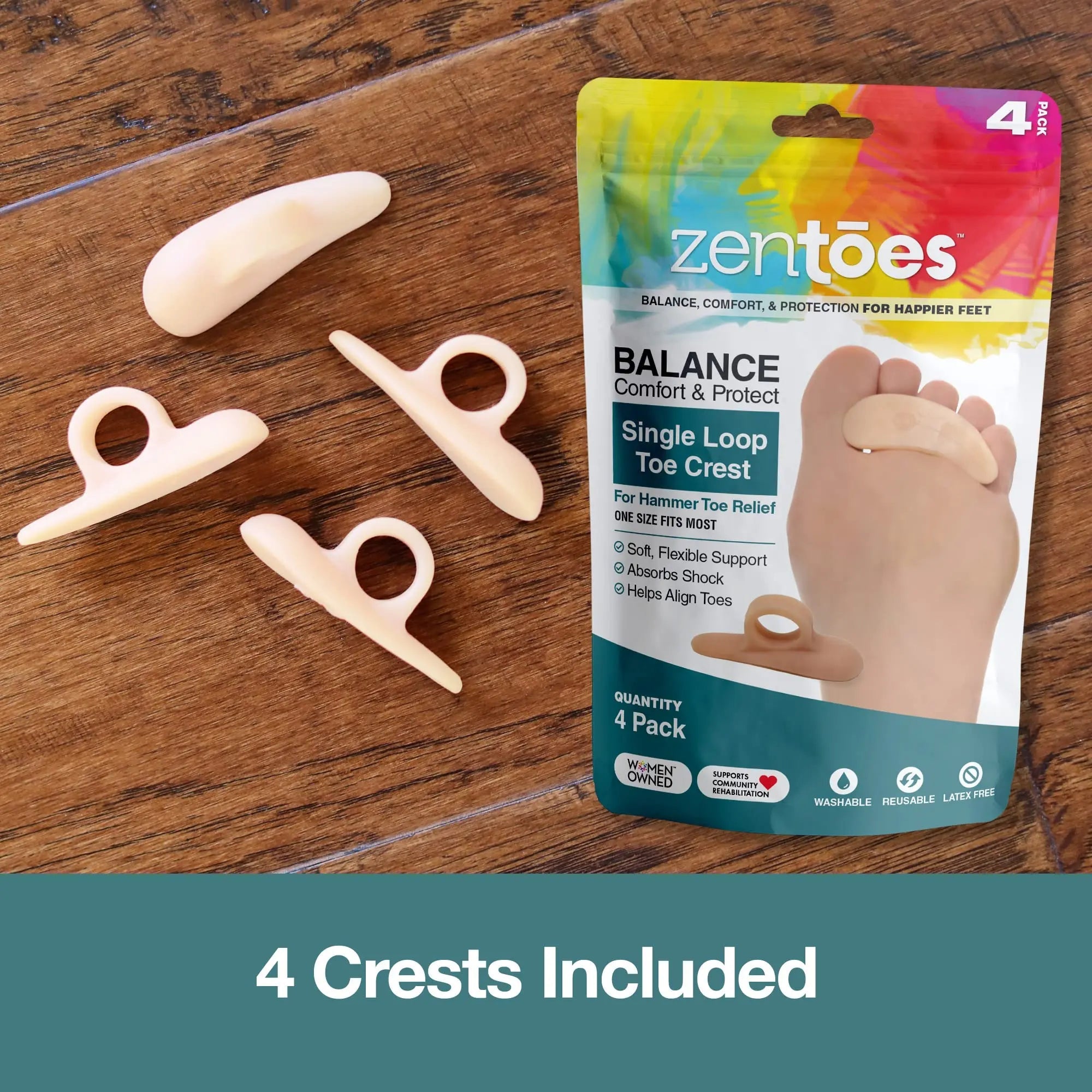 ZenToes Hammer Toe Straightener and Corrector 4 Pack Crests Relieve Foot ZenToes Au supplements