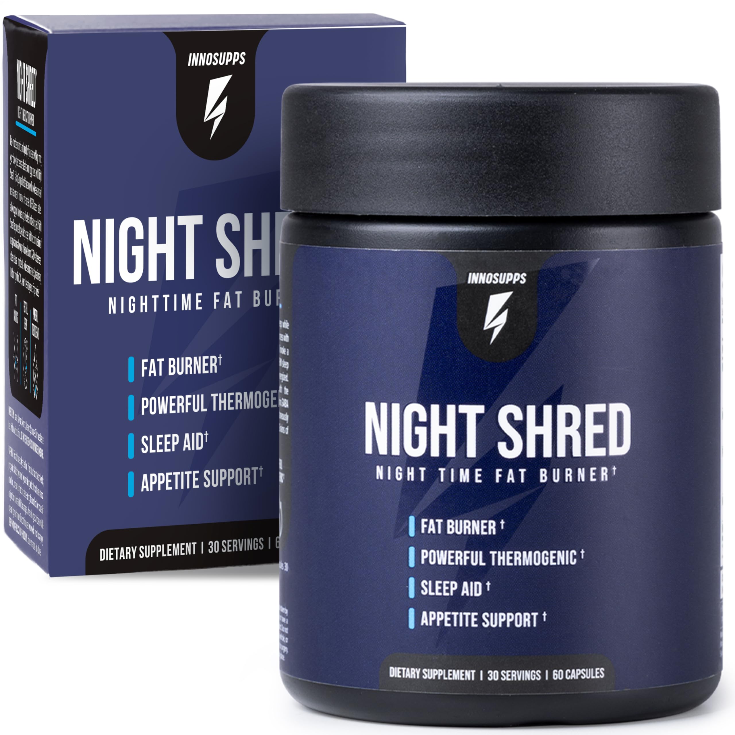 InnoSupps Night Shred Fat and Natural Sleep Support | Ashwaganda, 5-HTP, CLA, Melatonin | Appetite Suppressant