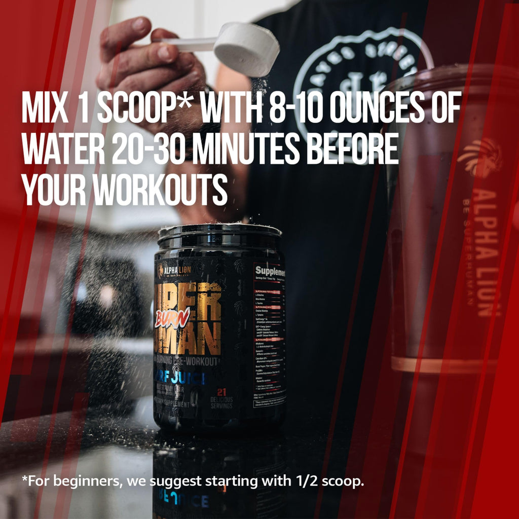 ALPHA LION Superhuman Burn – 2 in 1 Metabolism Booster Pre Workout and Thermogenic Burner for Men – Appetite Suppressant