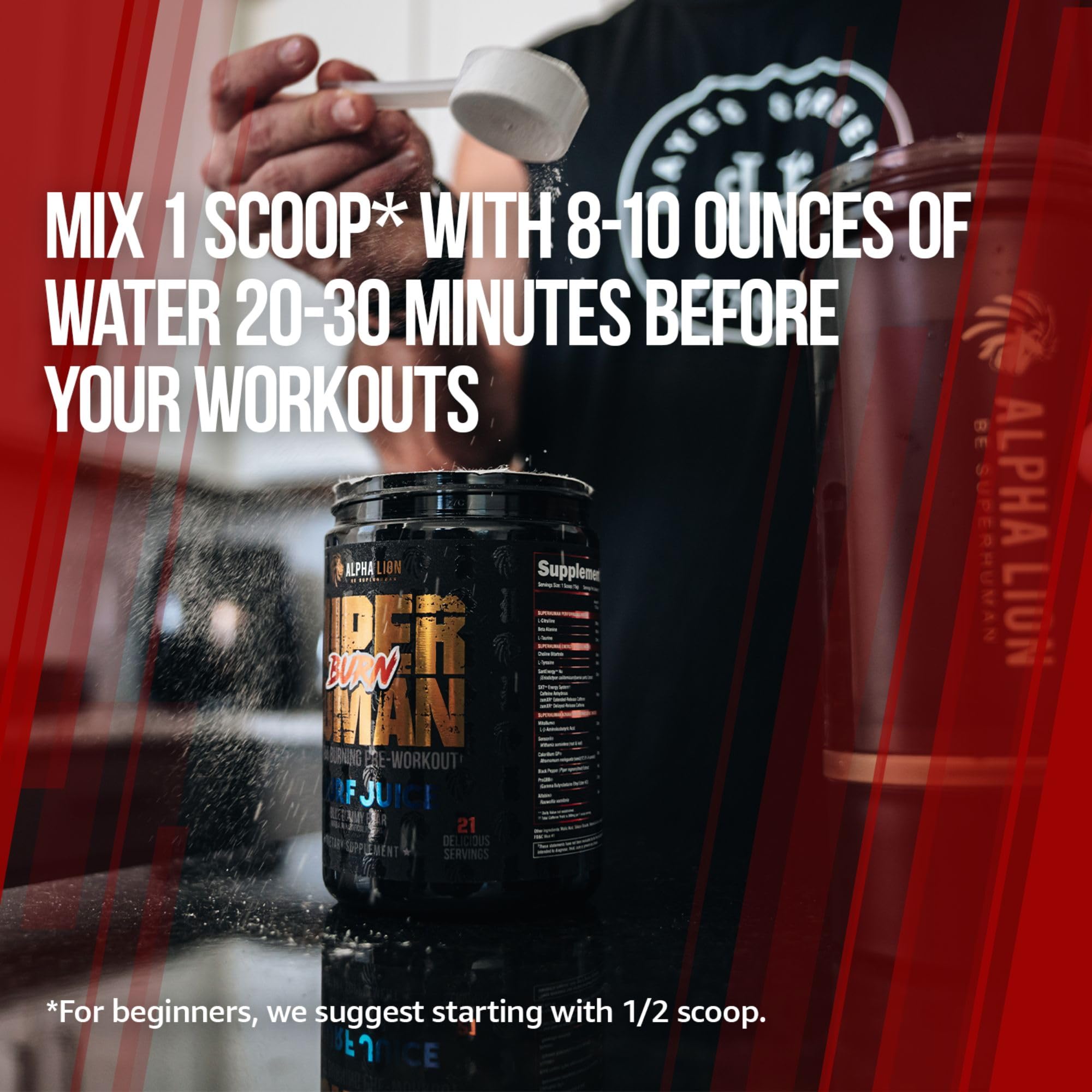 ALPHA LION Superhuman Burn – 2 in 1 Metabolism Booster Pre Workout and Thermogenic Burner for Men – Appetite Suppressant