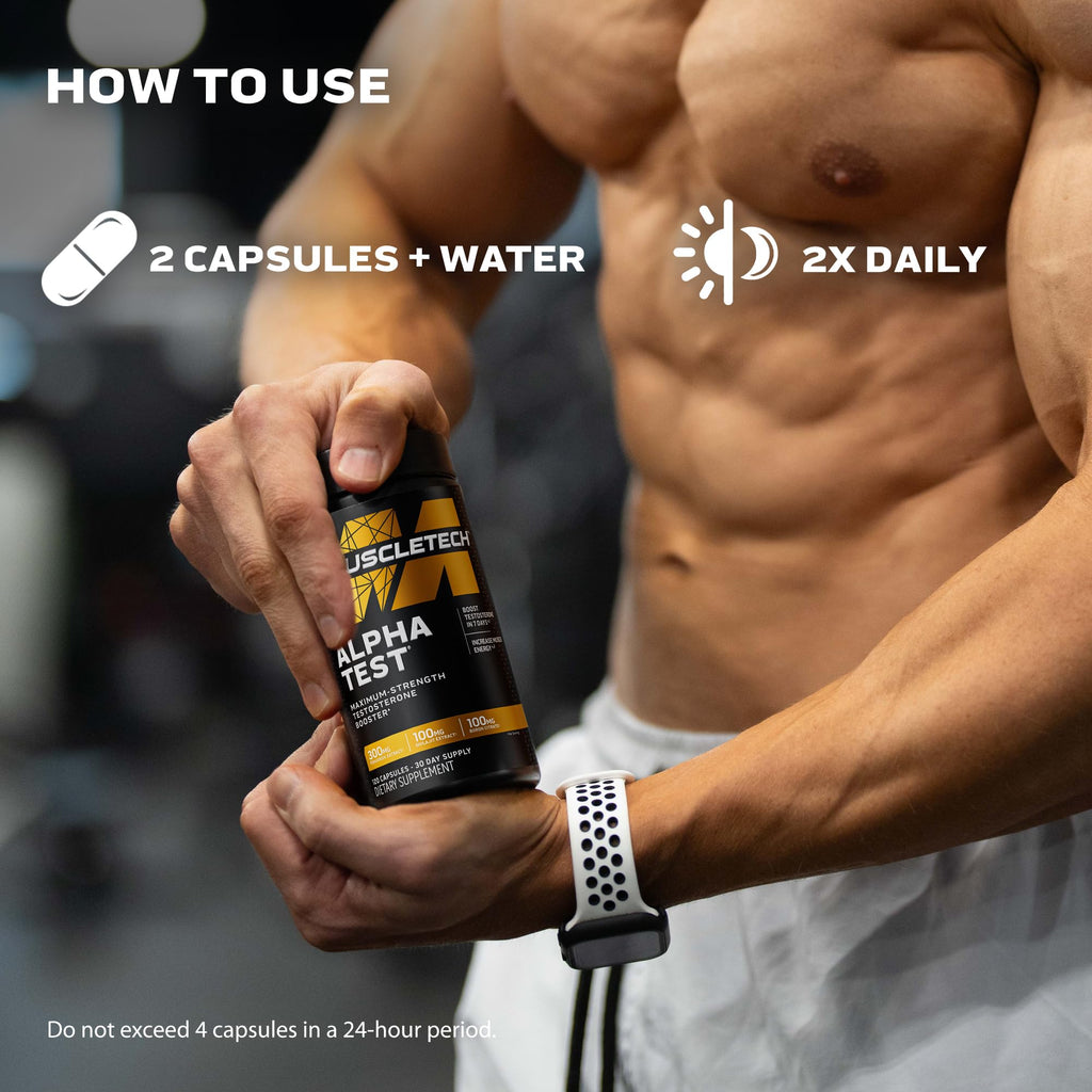 MuscleTech Testosterone Booster for Men, AlphaTest - T-Boost Mens Supplement with Tribulus Terrestris & Boron - Daily Male Gym Workout Supplements
