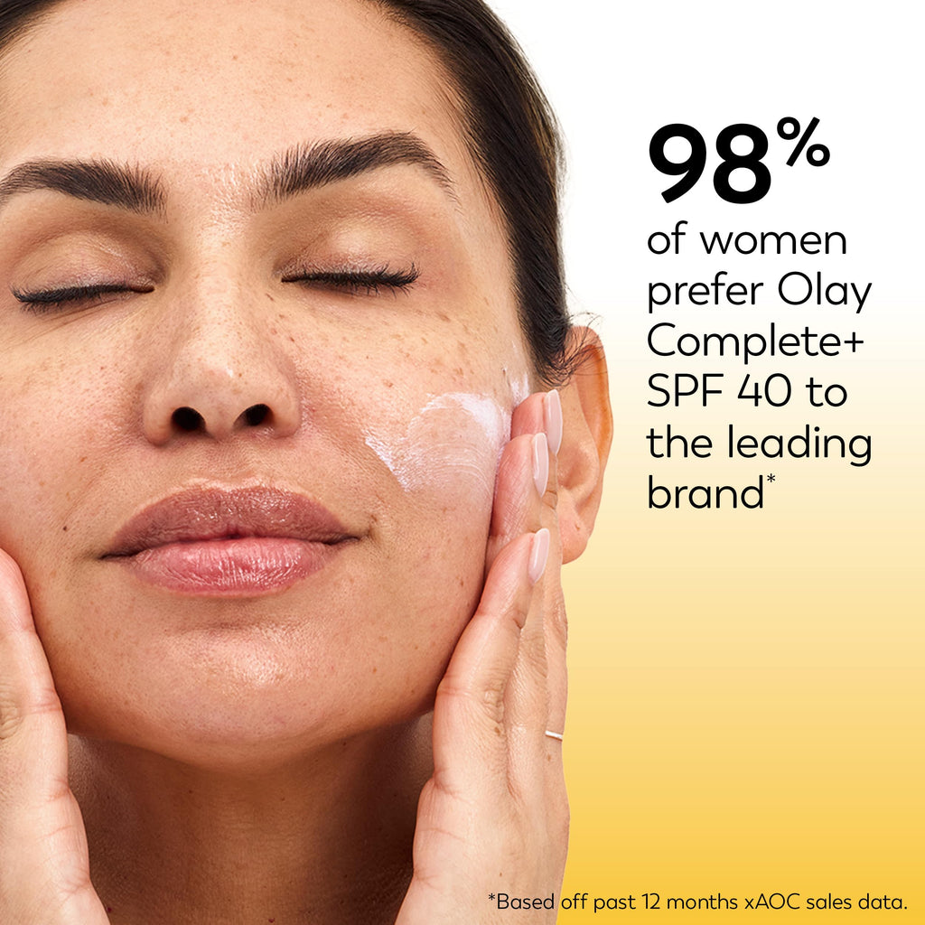 Olay Complete+ Face Moisturizer with Sunscreen SPF 40, For Sensitive Skin, Broad Spectrum Sun Protection, Fragrence-Free