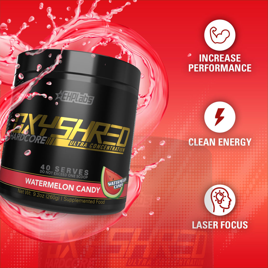 EHP Labs OxyShred Hardcore Super Dosed Pre Workout Powder - Preworkout Powder with L Glutamine & Acetyl L Carnitine, Energy Boost Drink - 275mg of Caffeine
