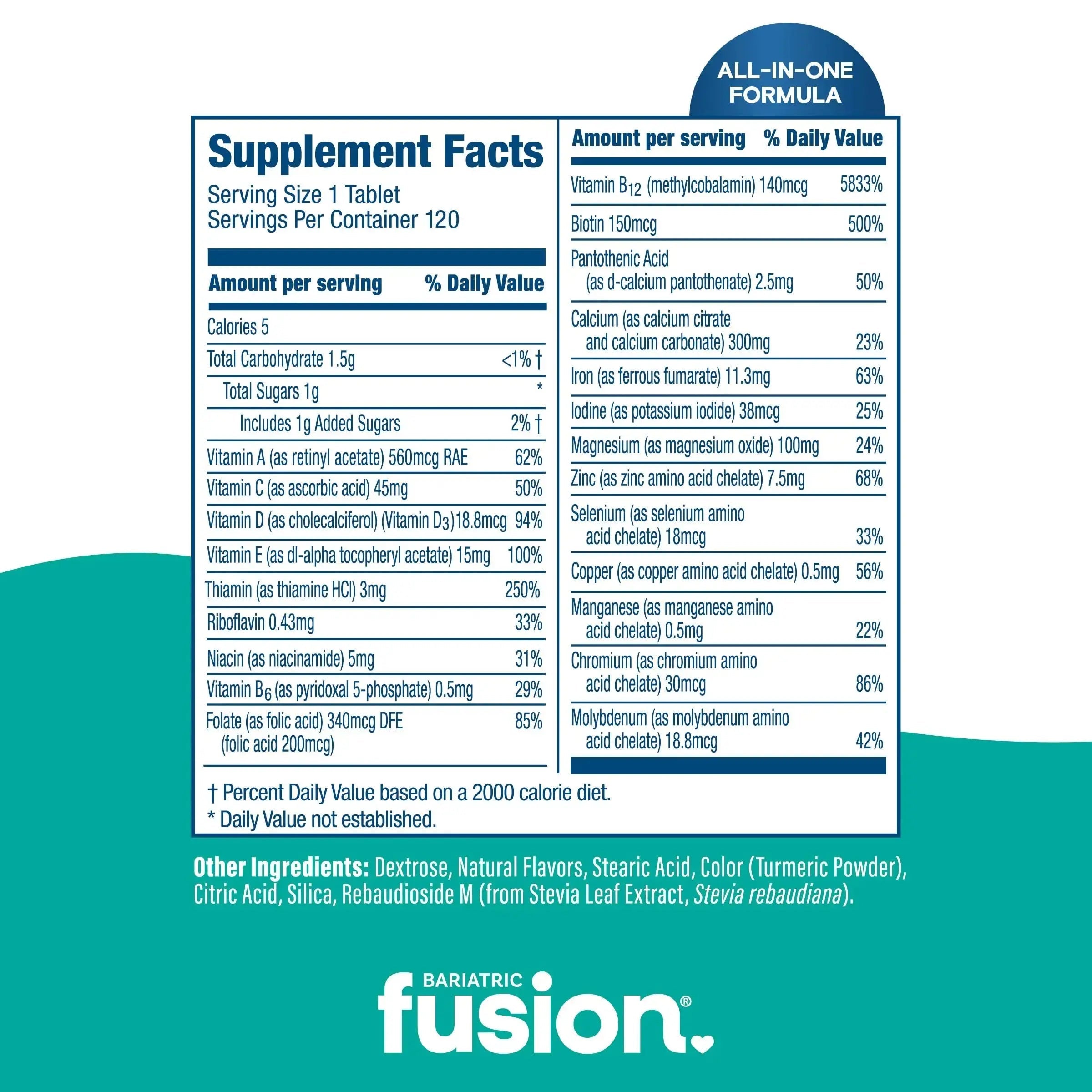 Bariatric Fusion Bariatric Multivitamin with Iron Complete Chewable | Tropical Flavor | Post Bariatric Vitamins Bariatric Fusion Au supplements