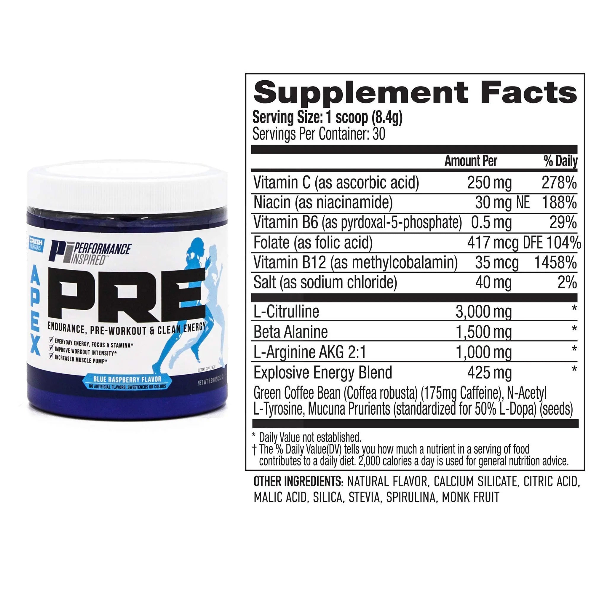 PERFORMANCE INSPIRED Nutrition - APEX Pre Workout Powder - Increase Energy & Endurance PERFORMANCE INSPIRED Au supplements