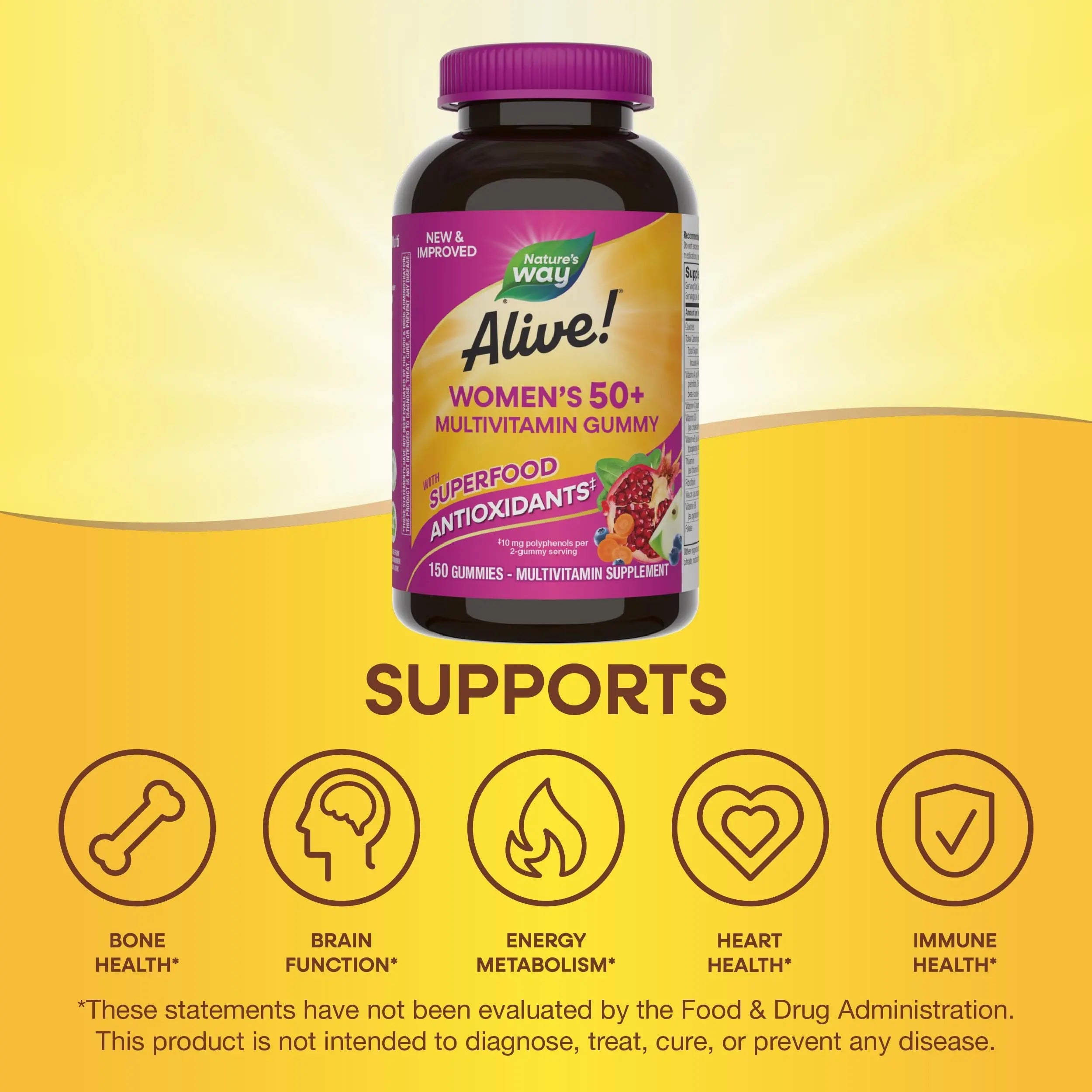 Nature's Way Alive! Women's 50+ Daily Gummy Multivitamins, Women's Supplements, Supports Healthy Heart, Brain & Bones Nature's Way Au supplements