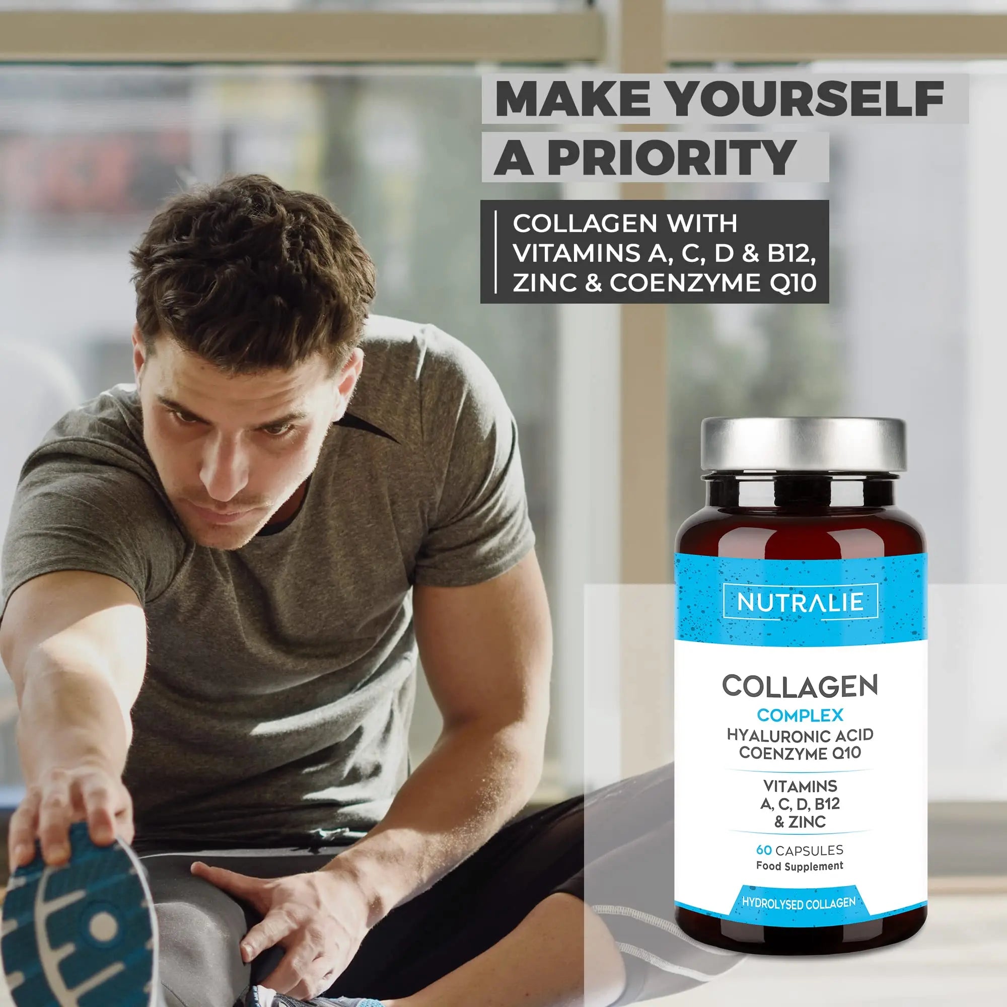 Collagen + Hyaluronic Acid + Q10 Hydrolysed Collagen Women Men + Vitamins A C D B12 Zinc NUTRALIE Au supplements