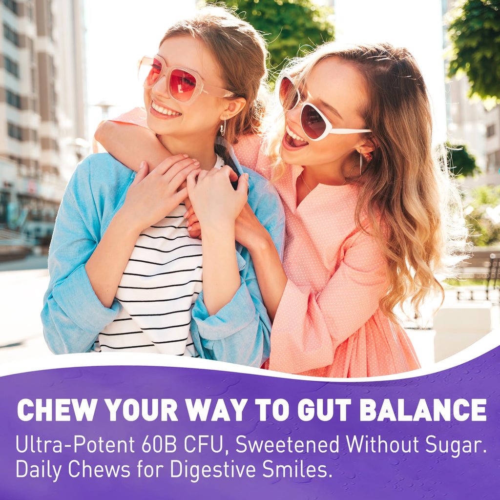 Probiotic Gummies 60 Billion CFU for Women Men & Kids, 11 Strains Probiotics + Organic Prebiotics Fiber for Immune, Digestive Health, Supports Constipation,