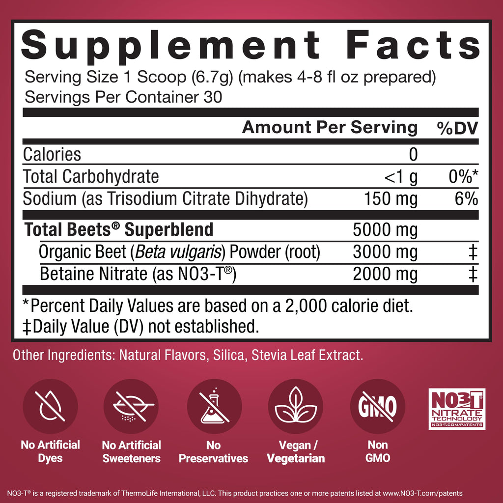 Force Factor Total Beets Superfood Beet Root Powder 2-Pack, Nitrates to Support Circulation, Blood Flow, Nitric Oxide, Energy, Endurance, Stamina
