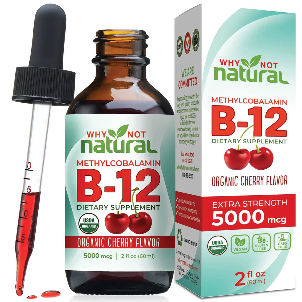 Why Not Natural Organic Vitamin B12 Liquid - Sublingual Extra Strength 60 x 5000 mcg Why Not Natural Au supplements