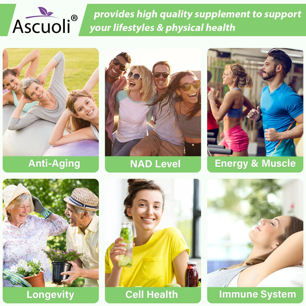 99% Ultra Purity NMN 500mg + Trans-Resveratrol 600mg, 1150mg NMN Resveratrol Supplement, 3-in-1 Advanced Formula for Boost* NAD, Cell, Immune, Energy & Muscle, Healthy Aging, Stabilized Form - 60 Caps Ascuoli Au supplements