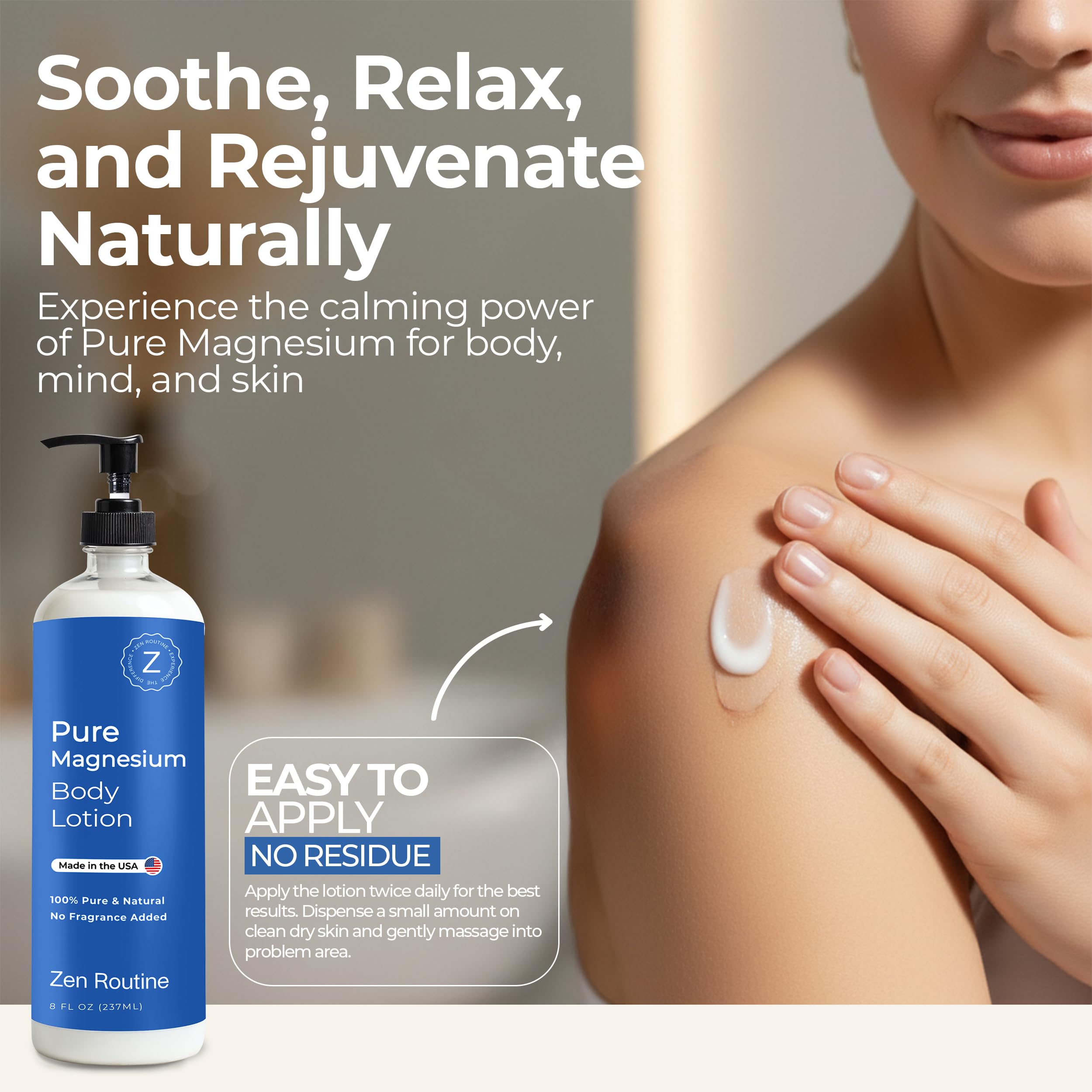 Zen Routine Magnesium Lotion for Sleep, Leg Cramps & Muscle Soreness with Shea Butter | Award-Winning Cream For Sleep – Safe for Kids – Unscented, Non-Greasy, Ultra Soothing – Made in USA Zen Routine Au supplements