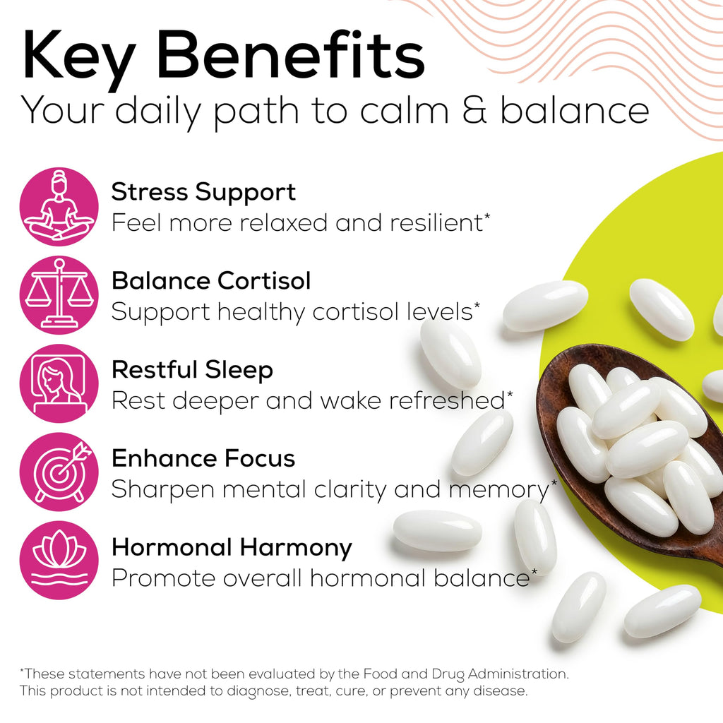 Cortisol Supplements for Women with Ashwagandha, Rhodiola & L-Theanine | Cortisol Reducer Designed for High Stress, Fatigue & Mood Swings | Supports Hormone Balance & Steady Energy | 60 Capsules Terramed Just Think Comfort Au supplements