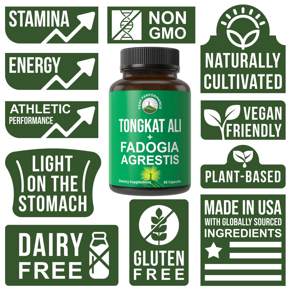 Tongkat Ali + Fadogia Agrestis 2-in-1 T Supplement for Men. Ultra High Strength Tongkat-Ali Longjack Extract + Fadogia Agrestis Extract. Vegan Capsules. Support Natural Energy. USA Tested Pills Peak Performance Au supplements
